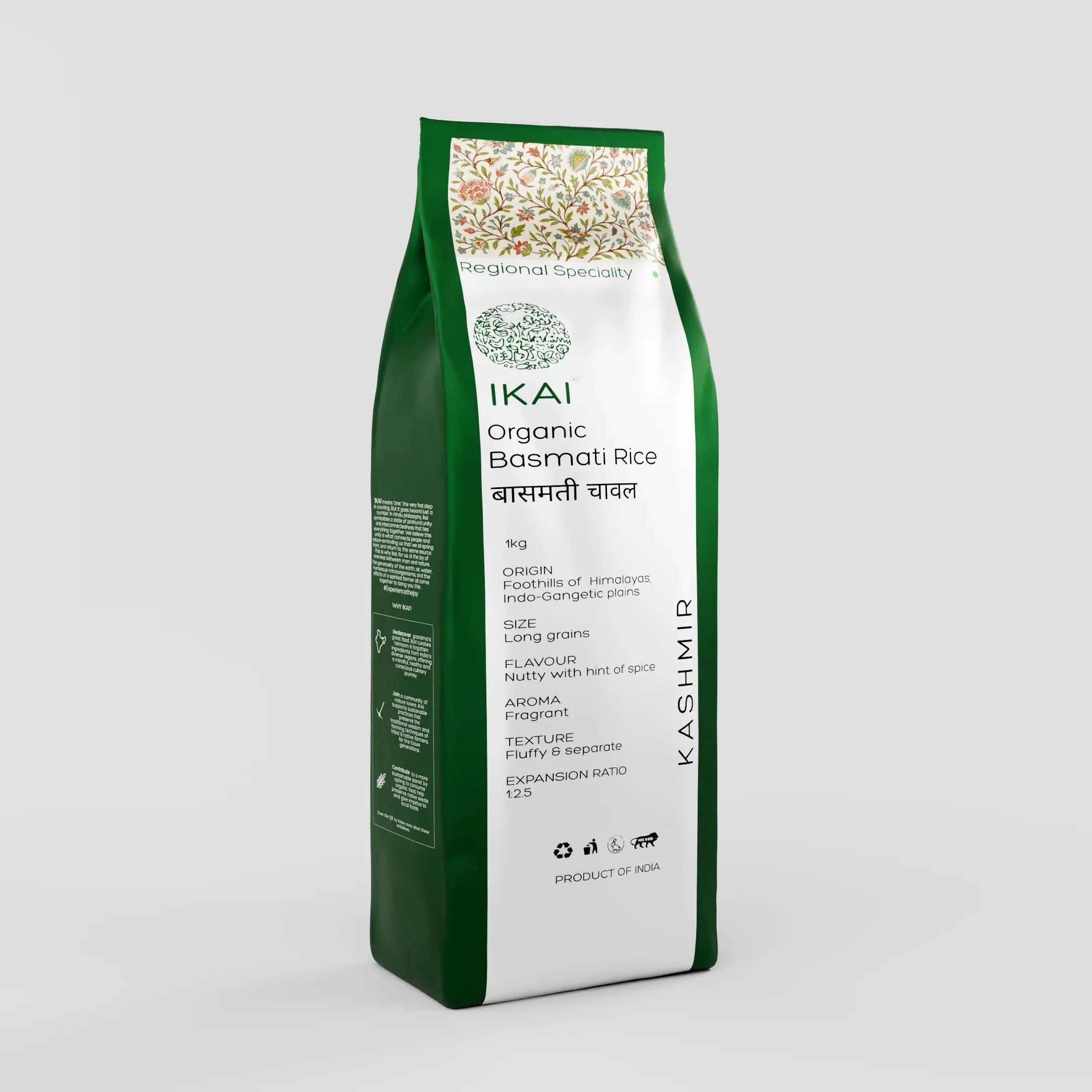 Organic Basmati Rice | Long Grain | Aromatic | Regional Specialty-Kashmir | 1000g