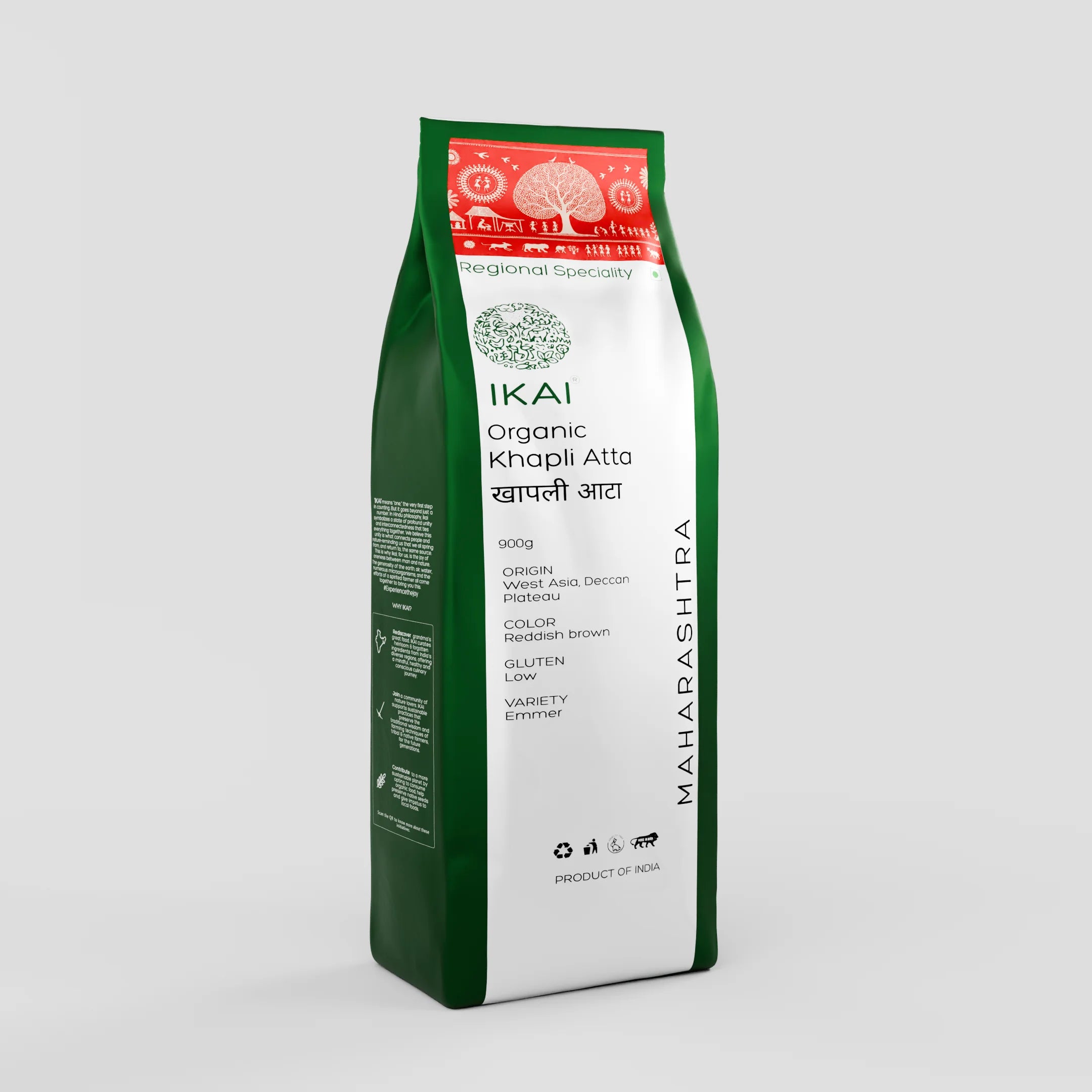 Organic Khapli Atta | Emmer wheat Flour | Regional Speciality-Maharashtra | 900g