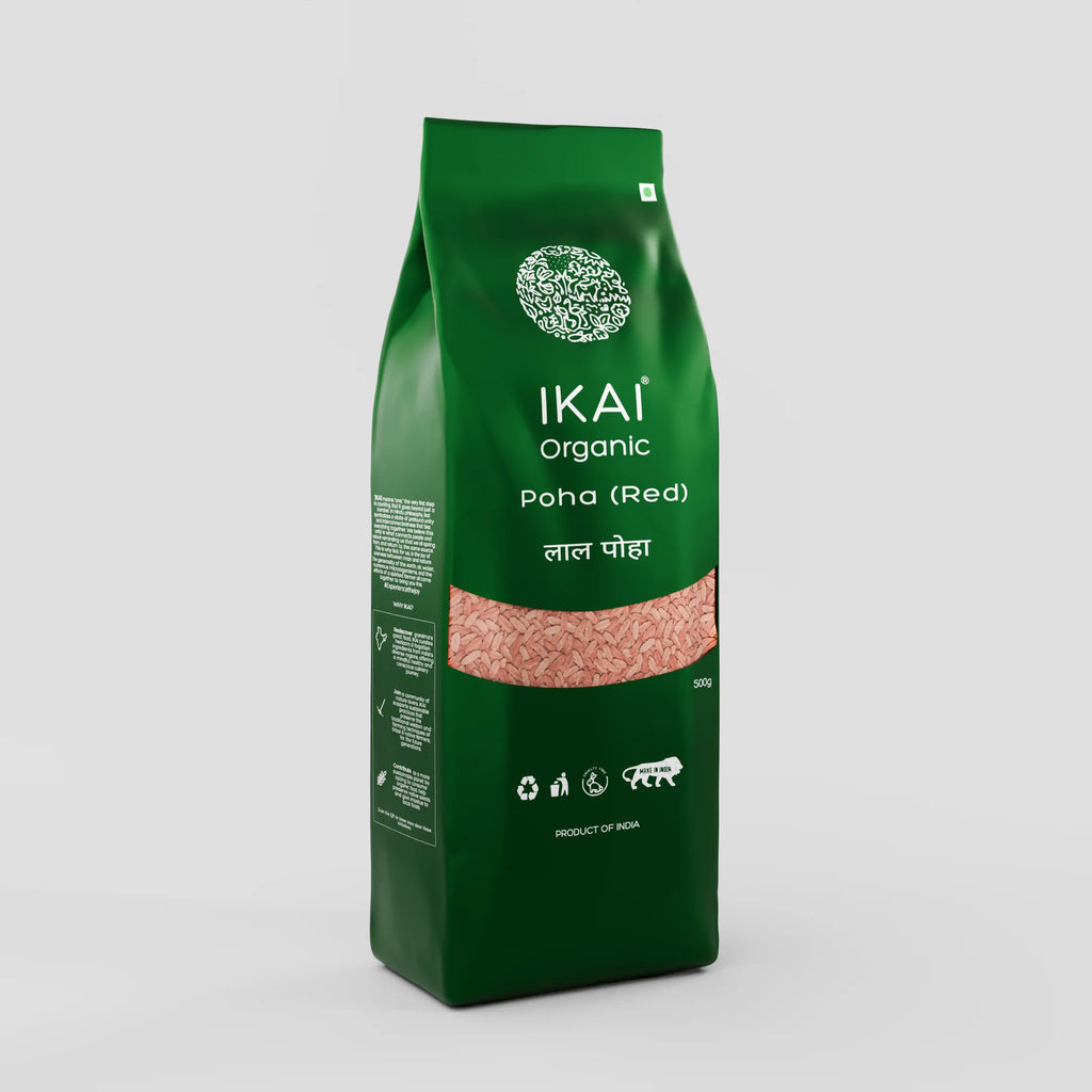 Organic Poha(Red) | Chivda | Chuda | Flattened Red Rice | Gluten Free | 500g