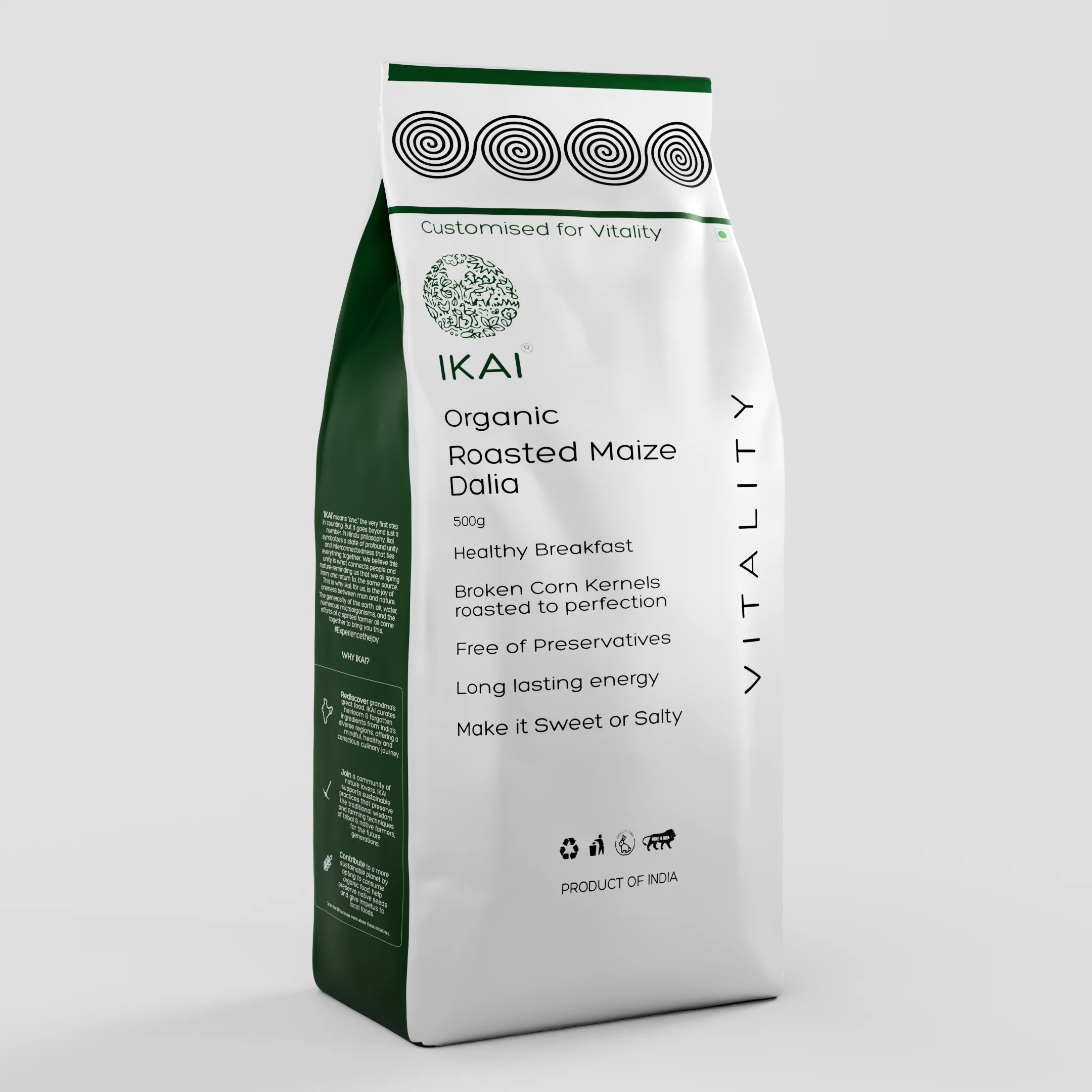 Organic Roasted Maize Dalia | Customised for Vitality | Healthy Breakfast | Gluten Free | 500g