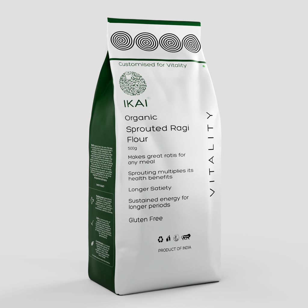 Organic Sprouted Finger Millet/Ragi Atta | Gluten Free | Sprouted | Customised for Vitality | 450g