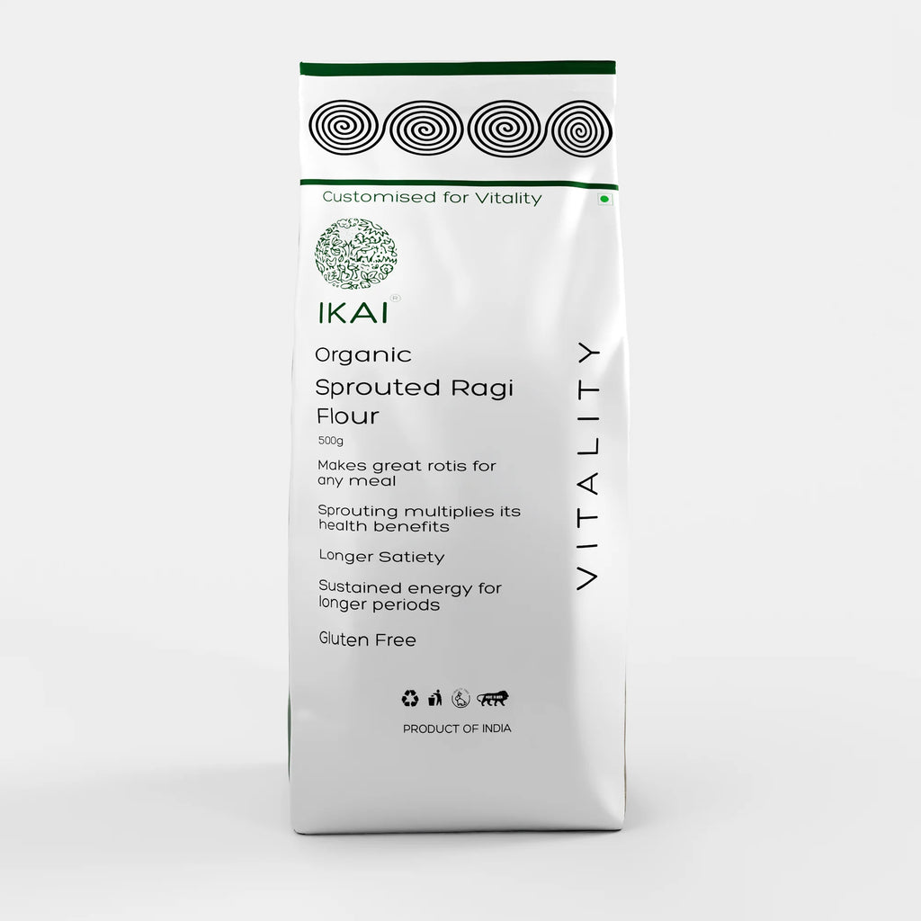 Organic Sprouted Finger Millet/Ragi Atta | Gluten Free | Sprouted | Customised for Vitality | 450g