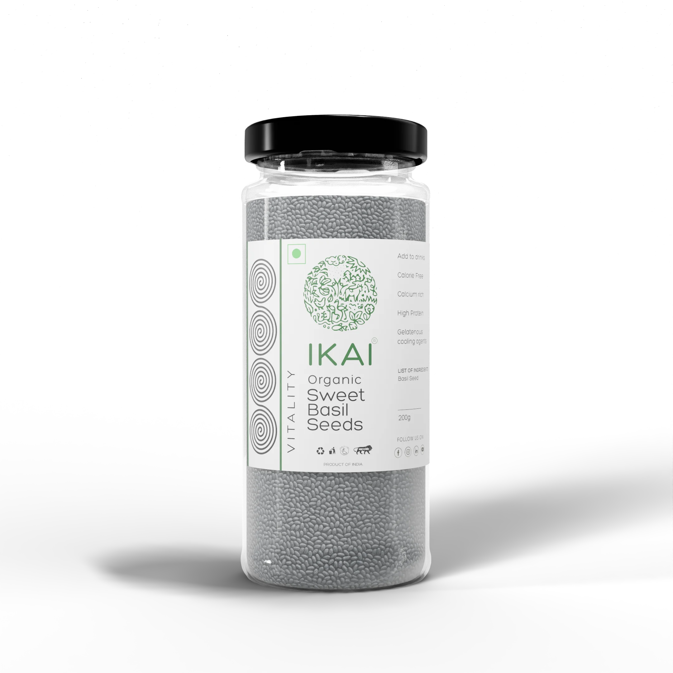 Organic Sweet Basil Seeds | Sabja | Customised for Vitality | High Protein | 100g