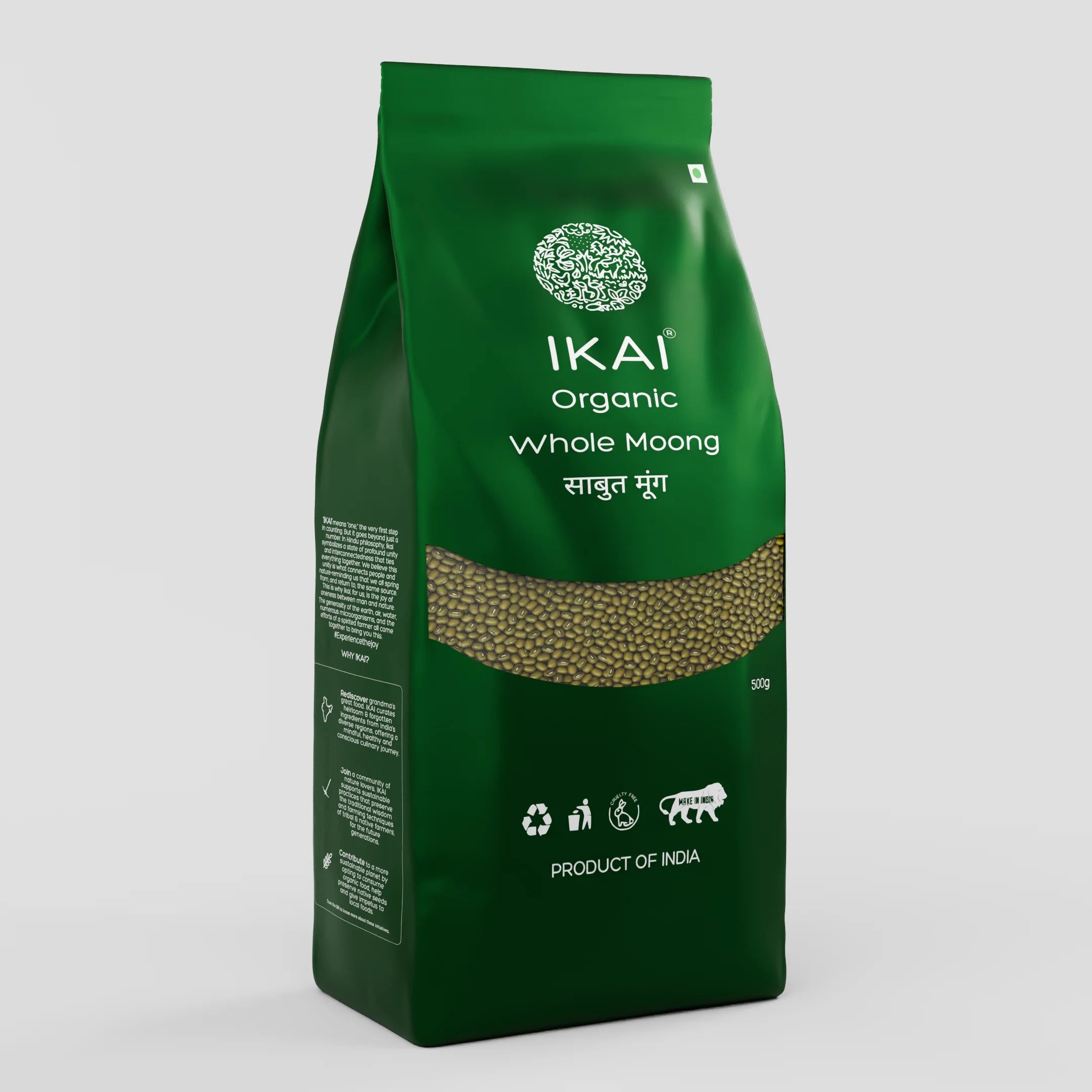 Organic Whole Moong | Green Gram | Gluten Free | Natural Protein Foods | 500g