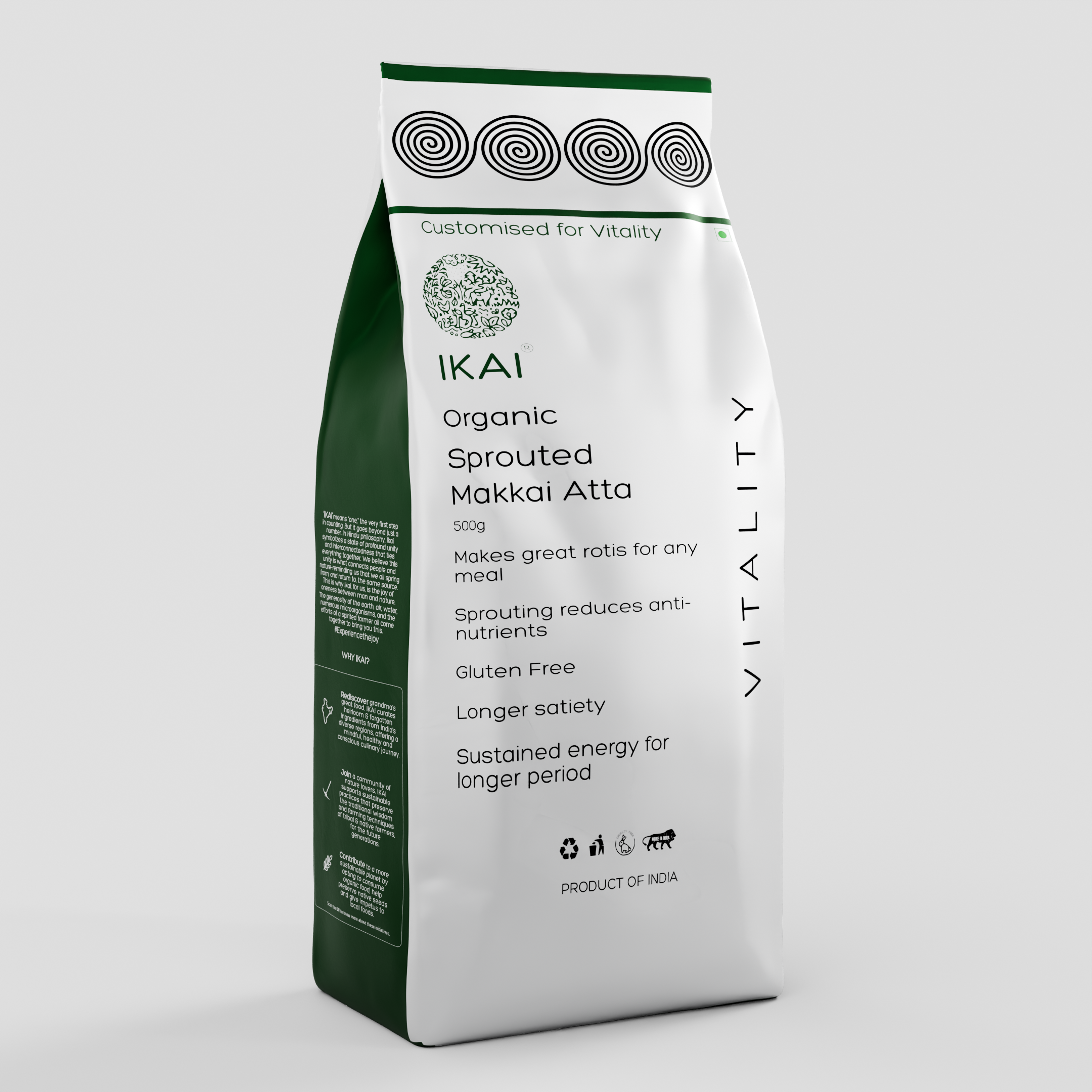 Organic Sprouted Makkai Atta  /Makkai Atta |Gluten Free |Sprouted |Customised for Vitality |500g