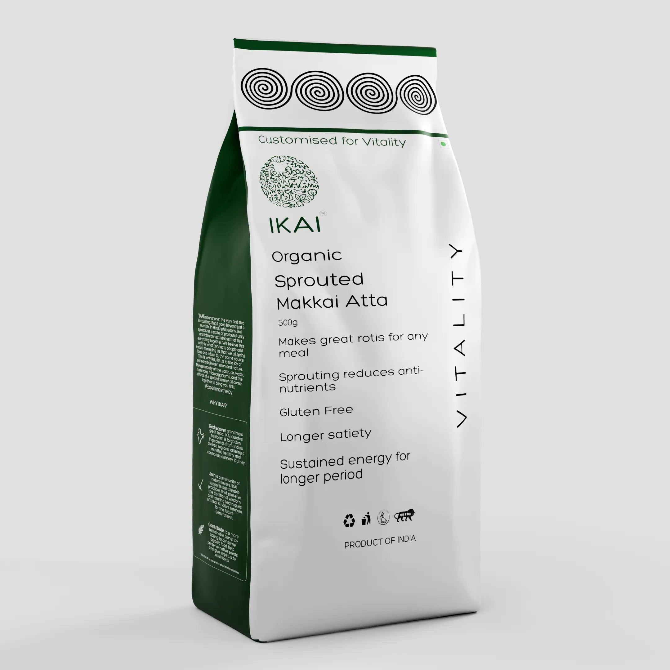 Organic Sprouted Maize  /Makkai Atta |Gluten Free |Sprouted |Customised for Vitality |500g