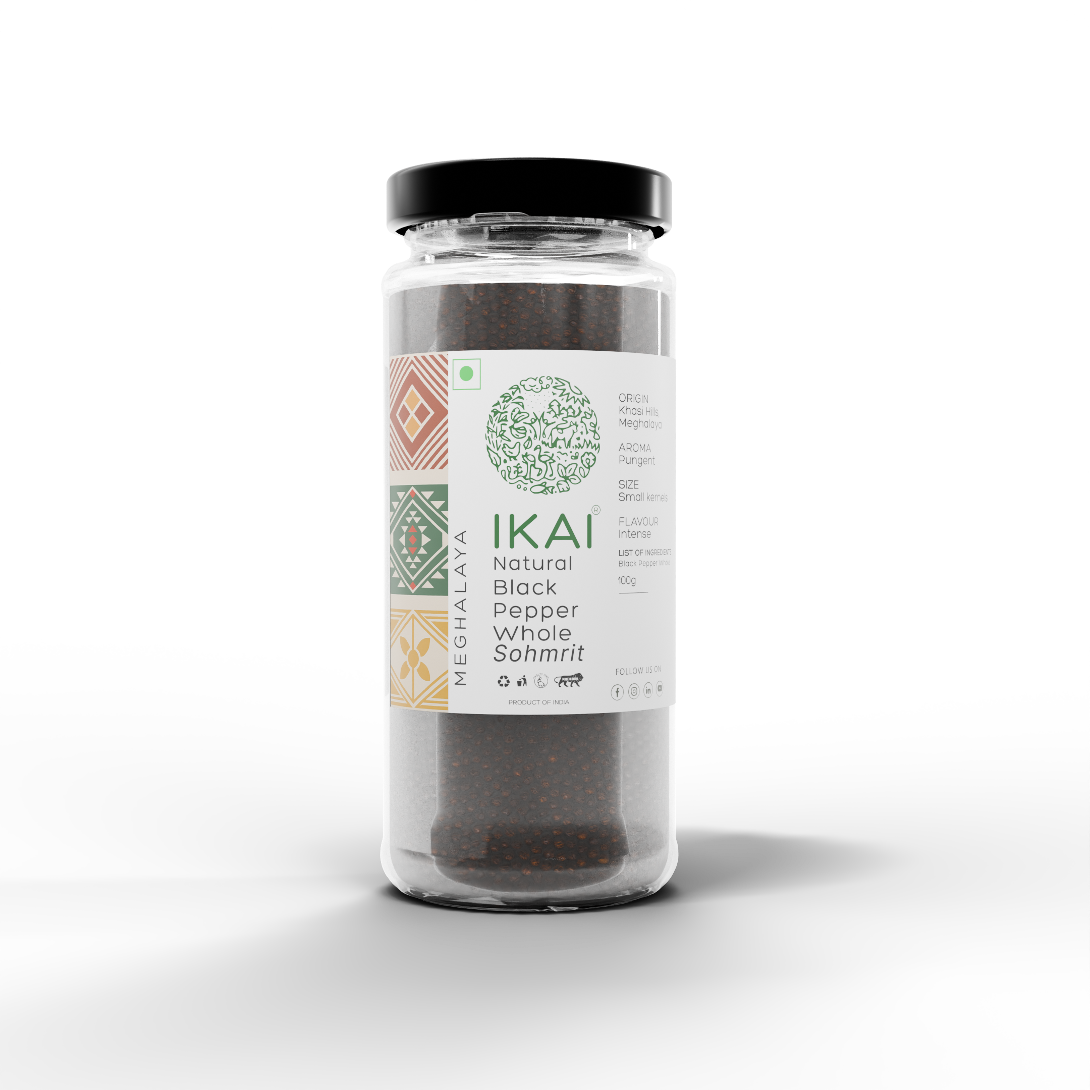Natural Black Pepper Whole | Kali Mirch | Sohmrit | Regional Speciality-Meghalaya | 100g