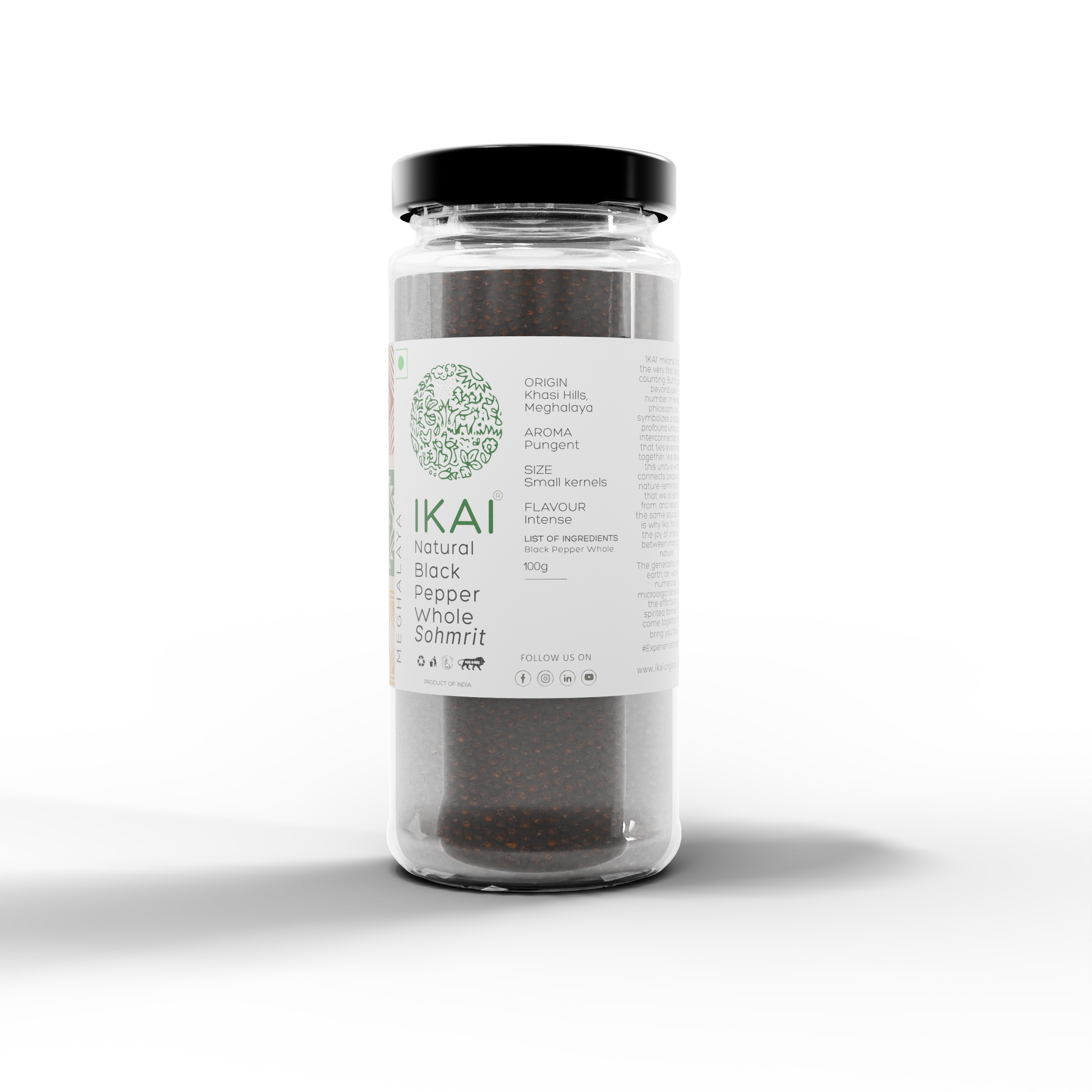 Natural Black Pepper Whole | Kali Mirch | Sohmrit | Regional Speciality-Meghalaya | 100g