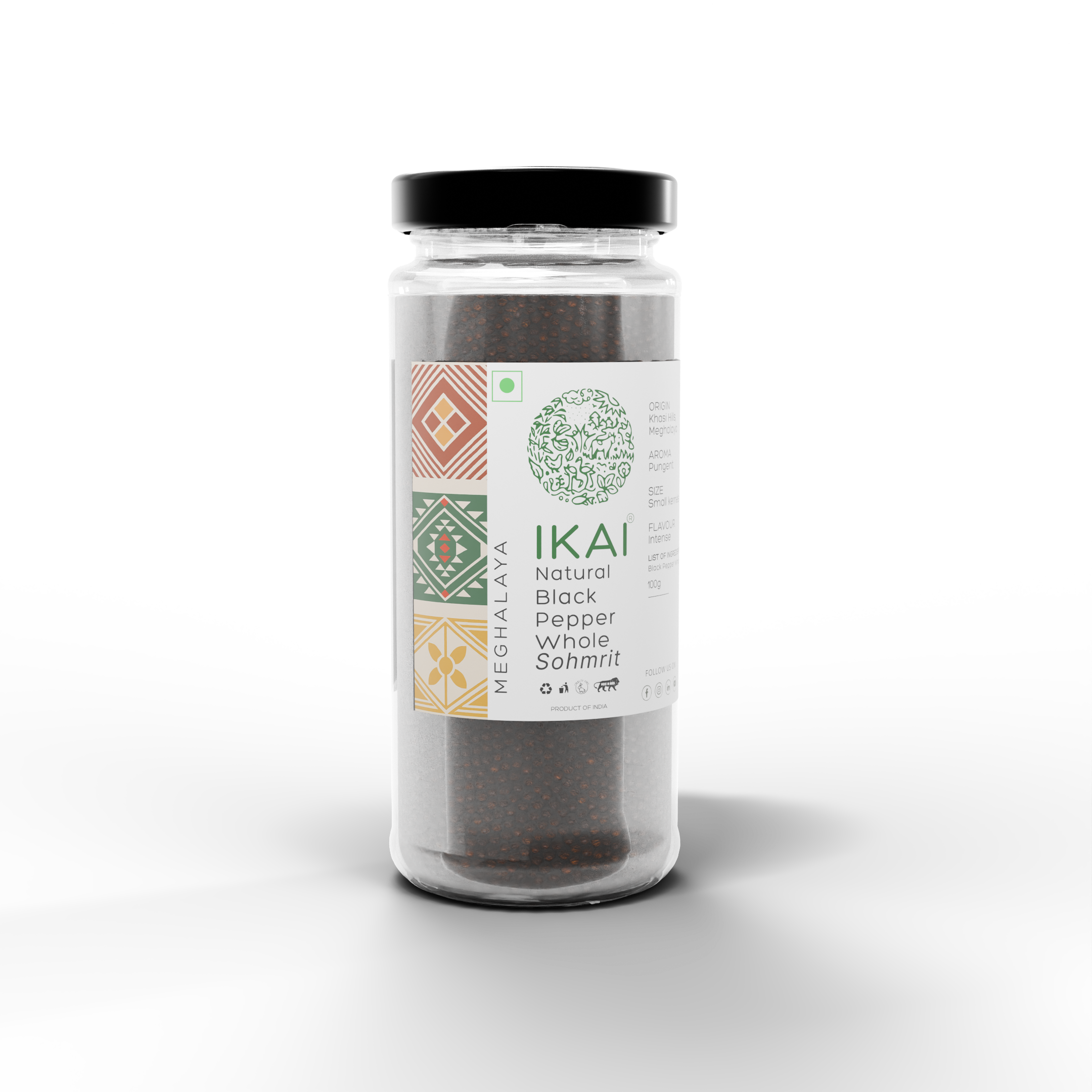 Natural Black Pepper Whole | Kali Mirch | Sohmrit | Regional Speciality-Meghalaya | 100g