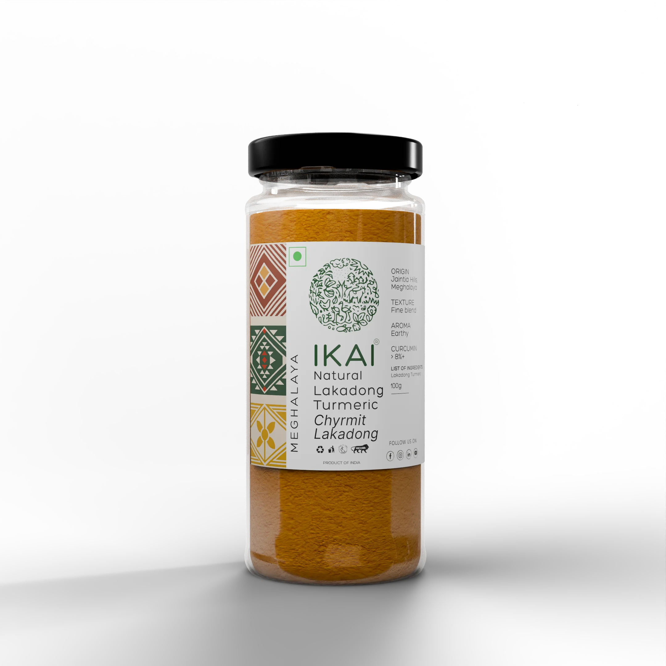 Ikai Natural Lakadong Turmeric | 8% Curcumin Content | Regional Specialty - Meghalaya | 100g