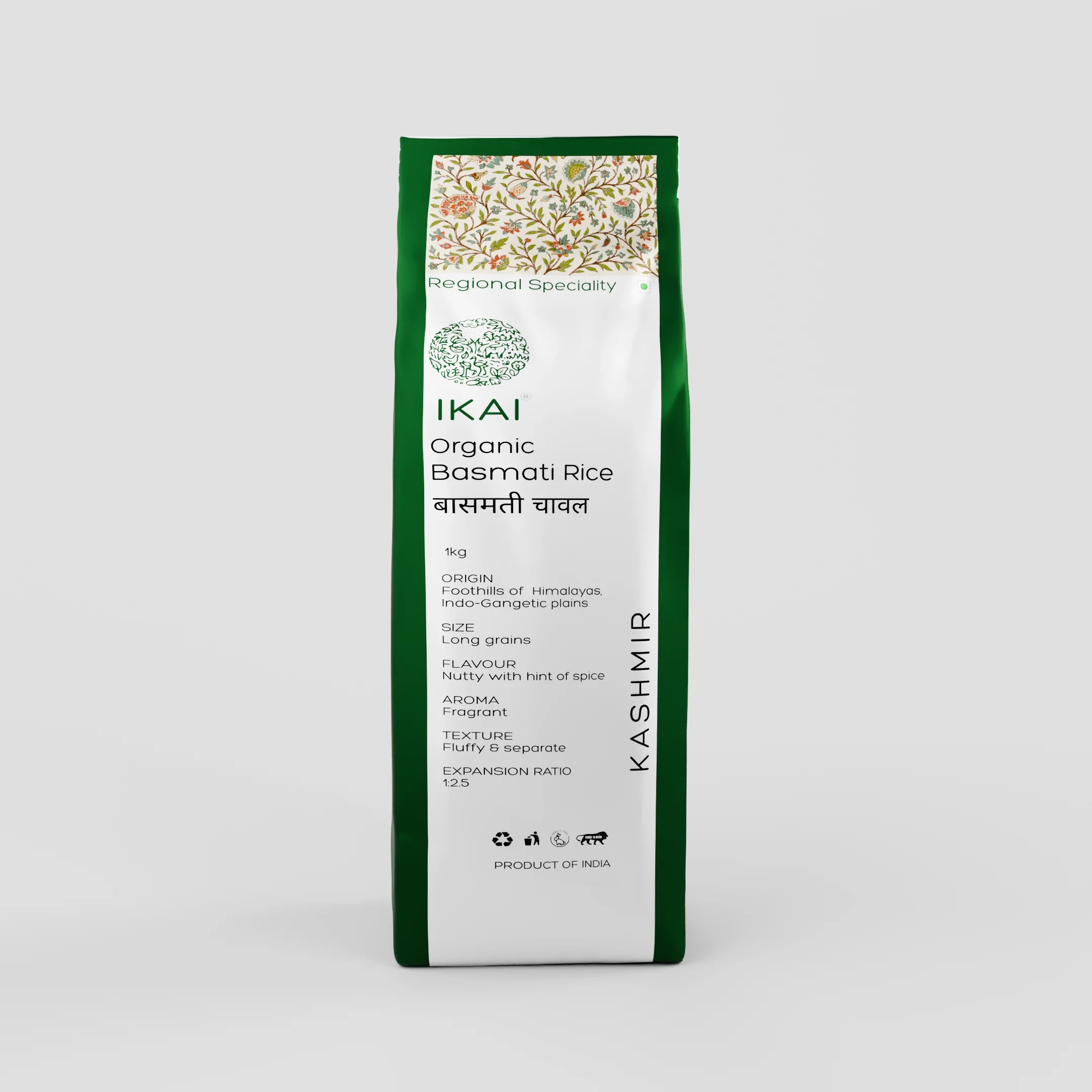 Organic Basmati Rice | Long Grain | Aromatic | Regional Specialty-Kashmir | 1000g