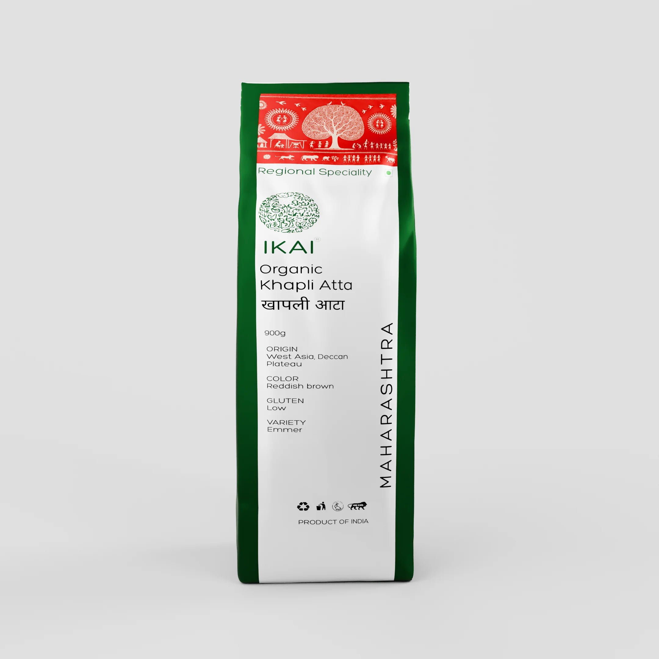 Organic Khapli Atta | Emmer wheat Flour | Regional Speciality-Maharashtra | 900g