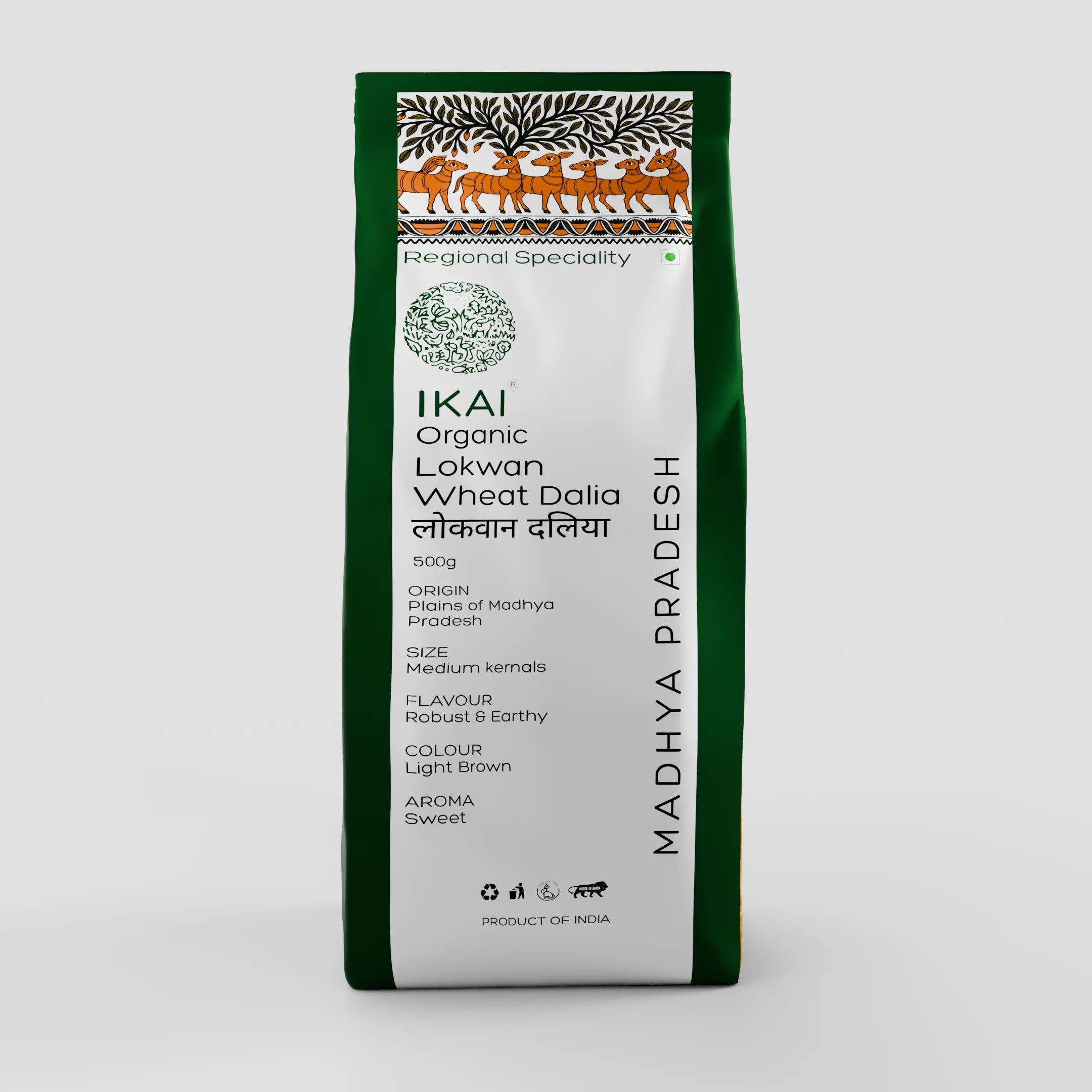 Organic Lokwan Wheat Dalia | Porridge | Regional Specialty-Madhya Pradesh | 500g