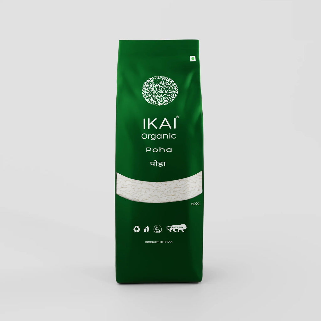 Organic Poha | Chivda | Chuda | Flattened Rice | Gluten Free | 500g | Ikai Organic