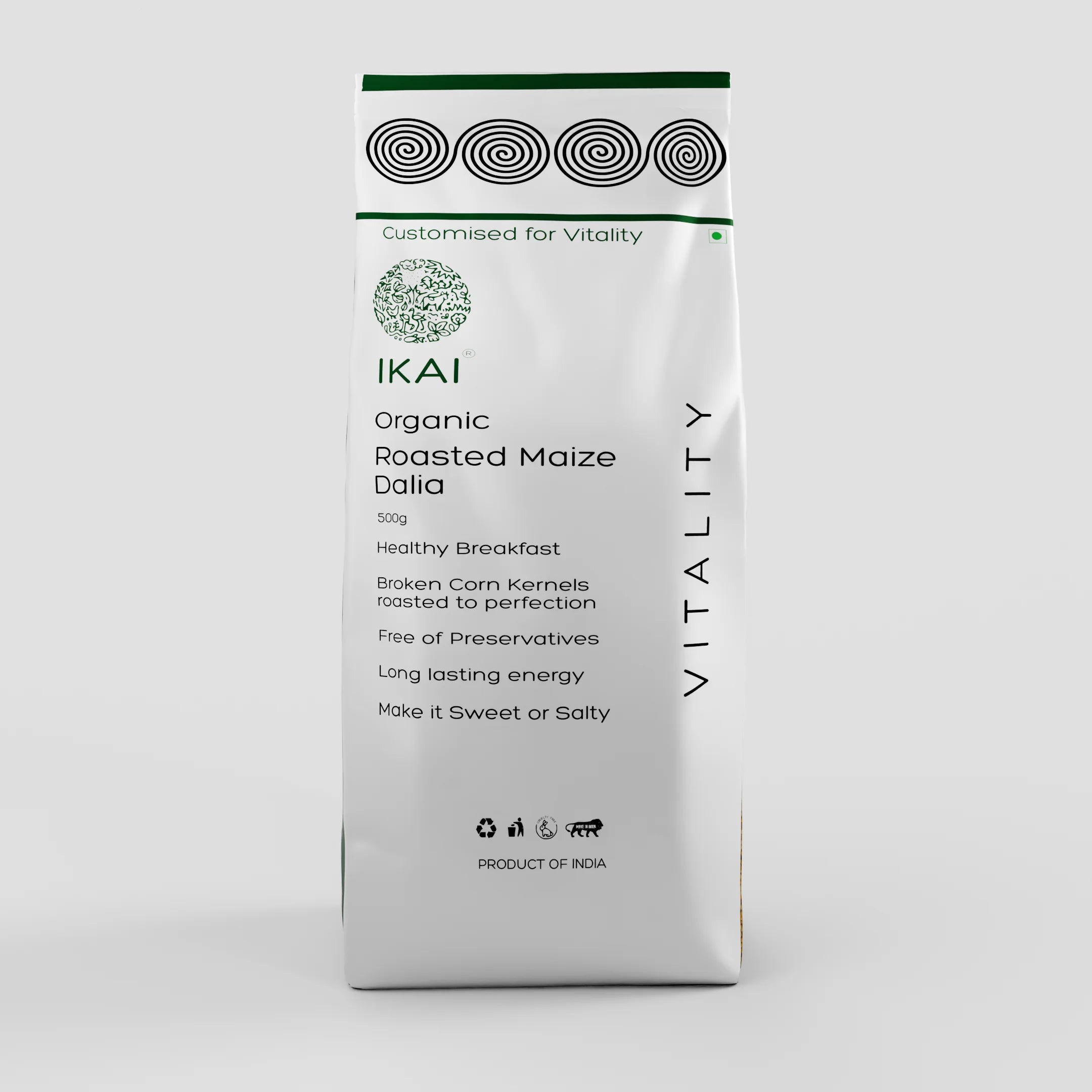 Organic Roasted Maize Dalia | Customised for Vitality | Healthy Breakfast | Gluten Free | 500g