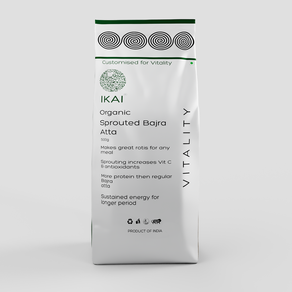 Organic Sprouted Bajra Atta  /Bajra Atta |Gluten Free |Sprouted |Customised for Vitality |500g