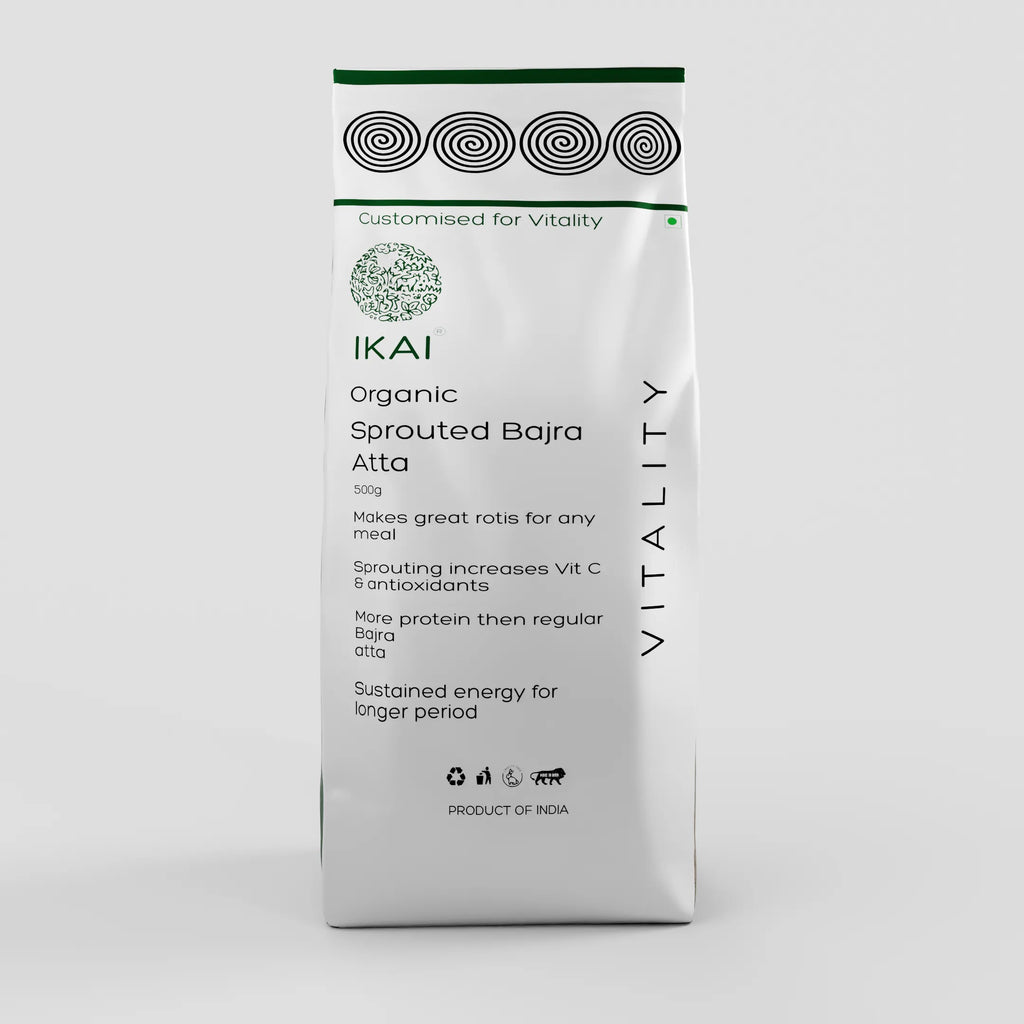 Organic Sprouted Bajra Atta  /Bajra Atta |Gluten Free |Sprouted |Customised for Vitality |500g