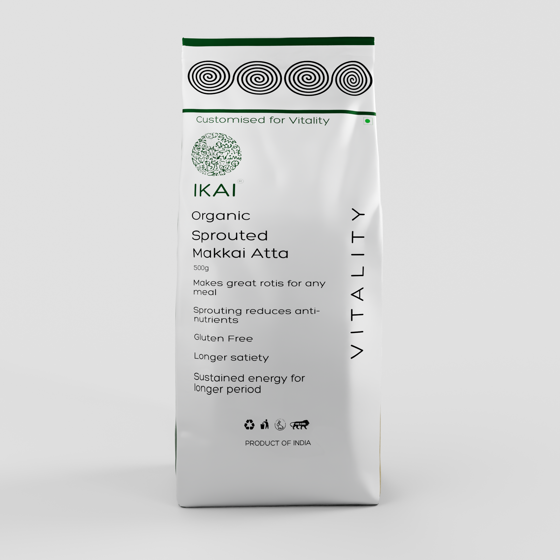 Organic Sprouted Makkai Atta  /Makkai Atta |Gluten Free |Sprouted |Customised for Vitality |500g