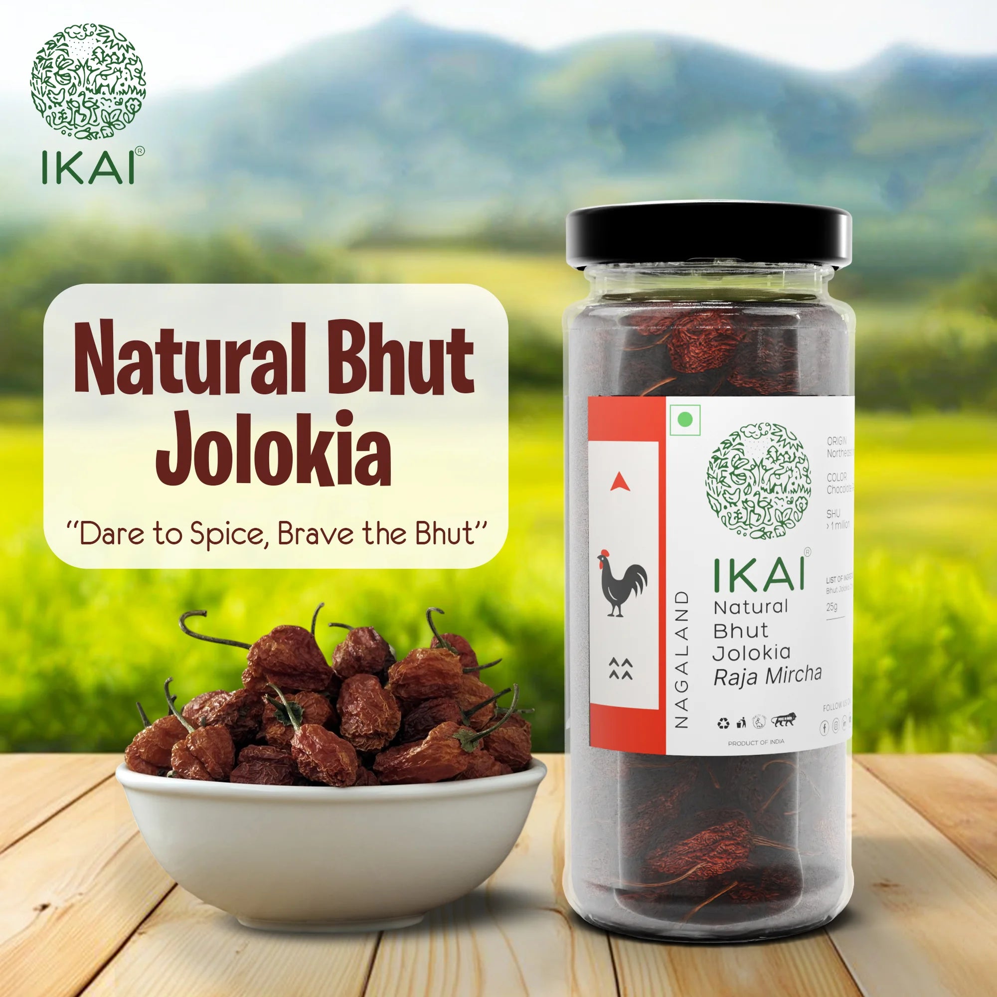 Natural Bhut Jolokia | King Chilli | Regional Speciality-Nagaland | Ghost Pepper | 25g