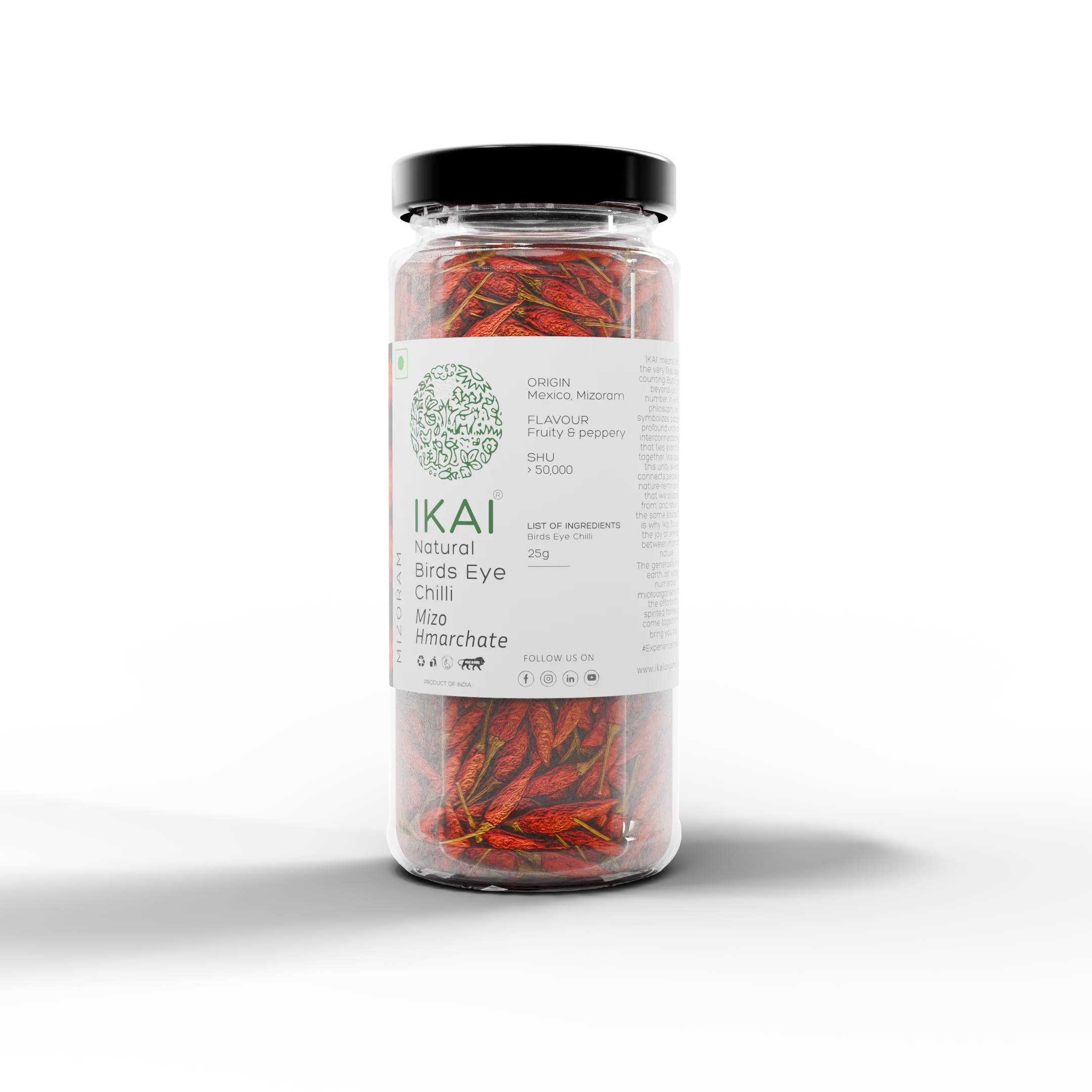 Natural Bird’s Eye Chilli | Mizo Hmarchate | Regional Speciality-Mizoram | Exotic | 25g