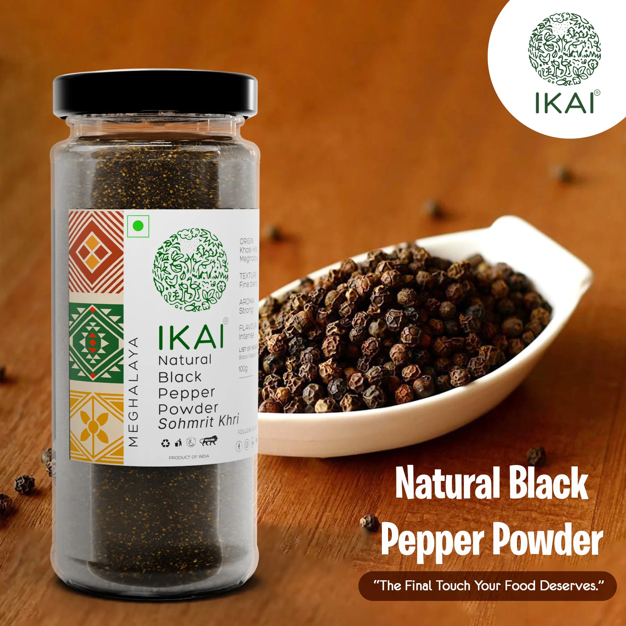 Natural Black Pepper Whole | Kali Mirch | Sohmrit | Regional Speciality-Meghalaya | 100g