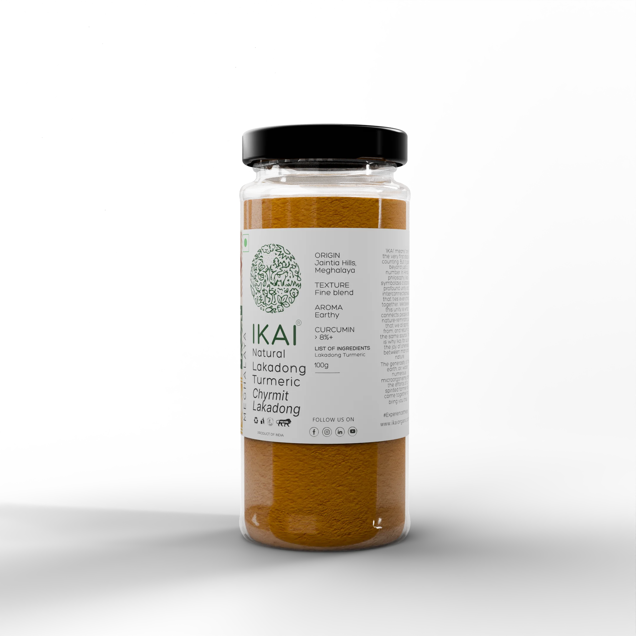 Ikai Natural Lakadong Turmeric | 8% Curcumin Content | Regional Specialty - Meghalaya | 100g