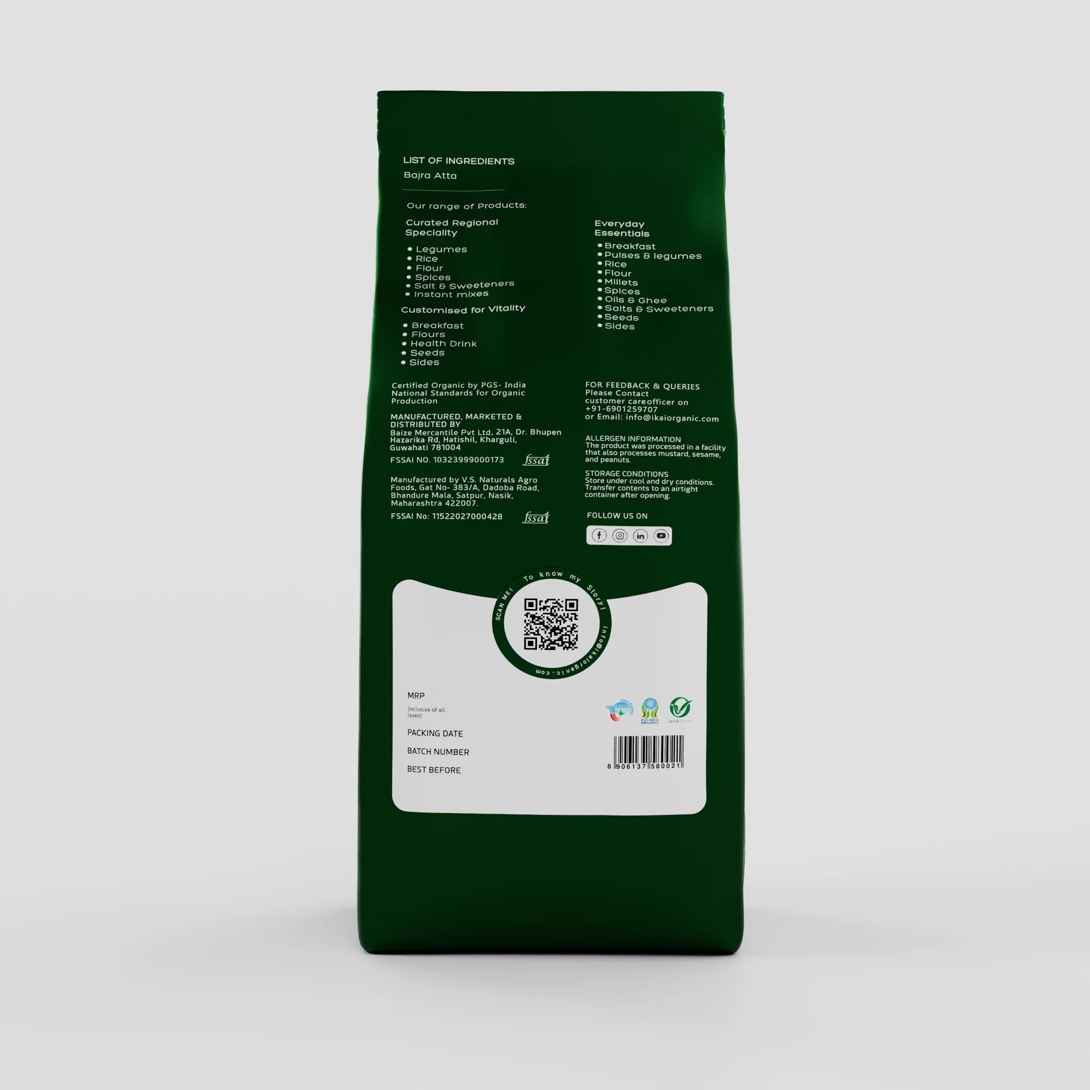 Organic Pearl Millet/Bajra Atta | Gluten Free | Ancient Grain | Millets | 450g