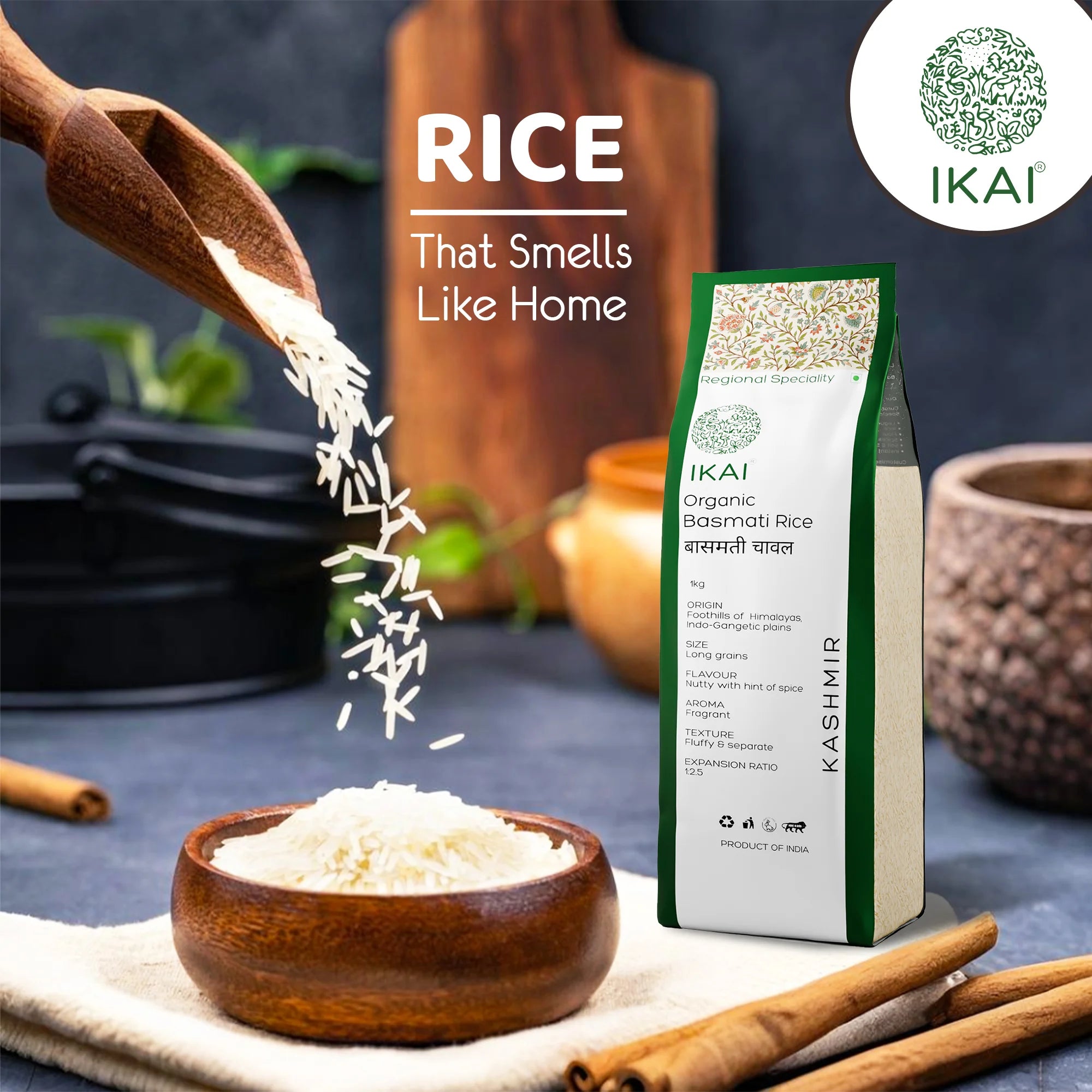 Organic Basmati Rice | Long Grain | Aromatic | Regional Specialty-Kashmir | 1000g