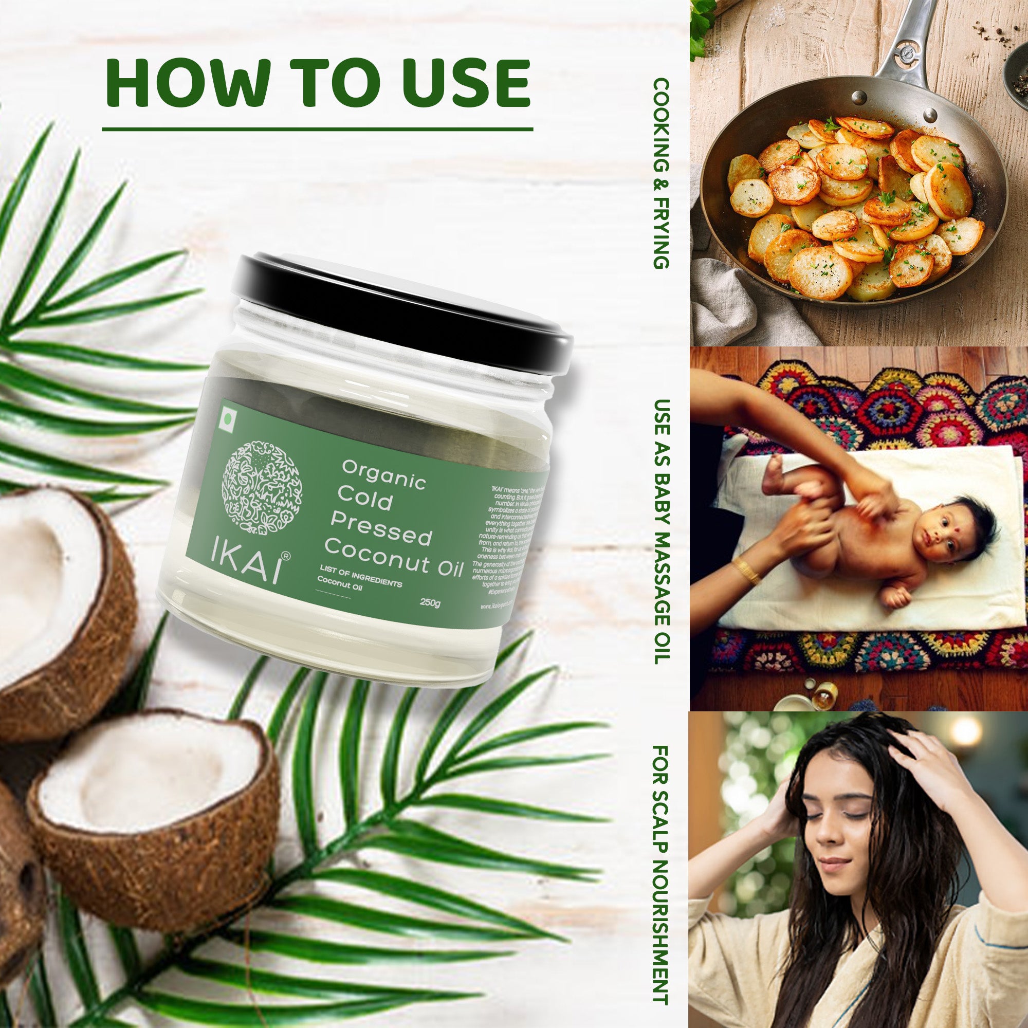 Organic Cold Pressed Coconut Oil | Wood Pressed | Cooking Oil | 250ml