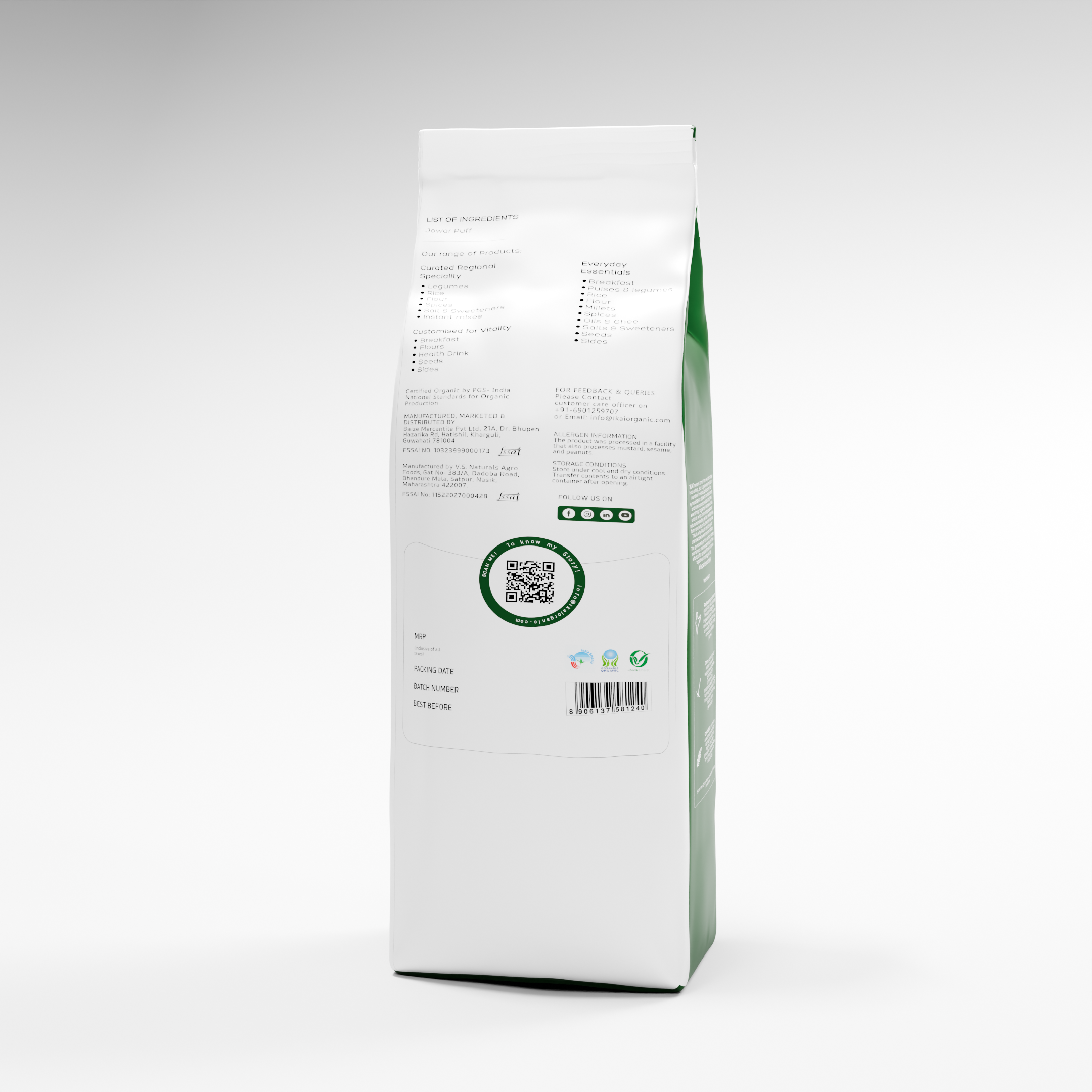 Organic Jowar Puff | Roasted | Customised For Vitality | Healthy Snack | 170g