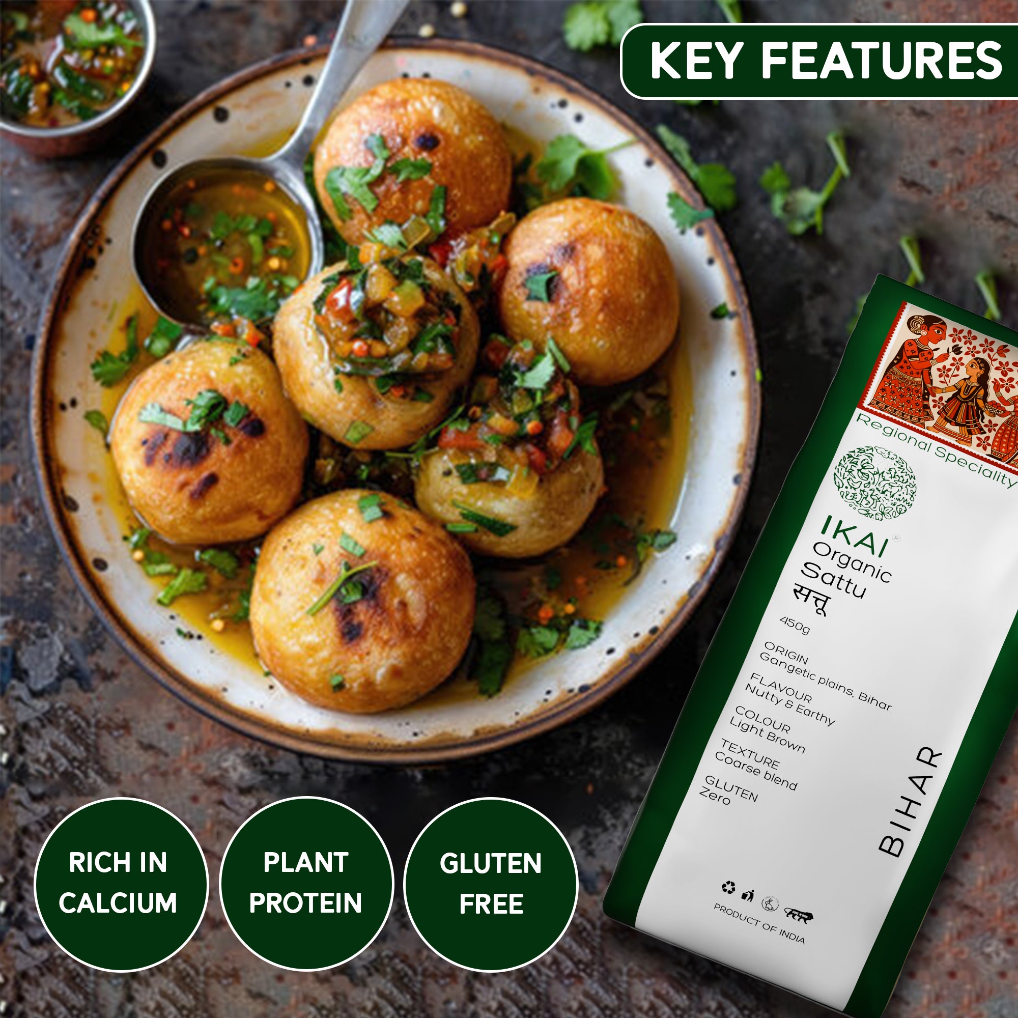 Organic Sattu | Regional Specialty-Bihar | Gluten Free | Natural Protein Foods | 450g