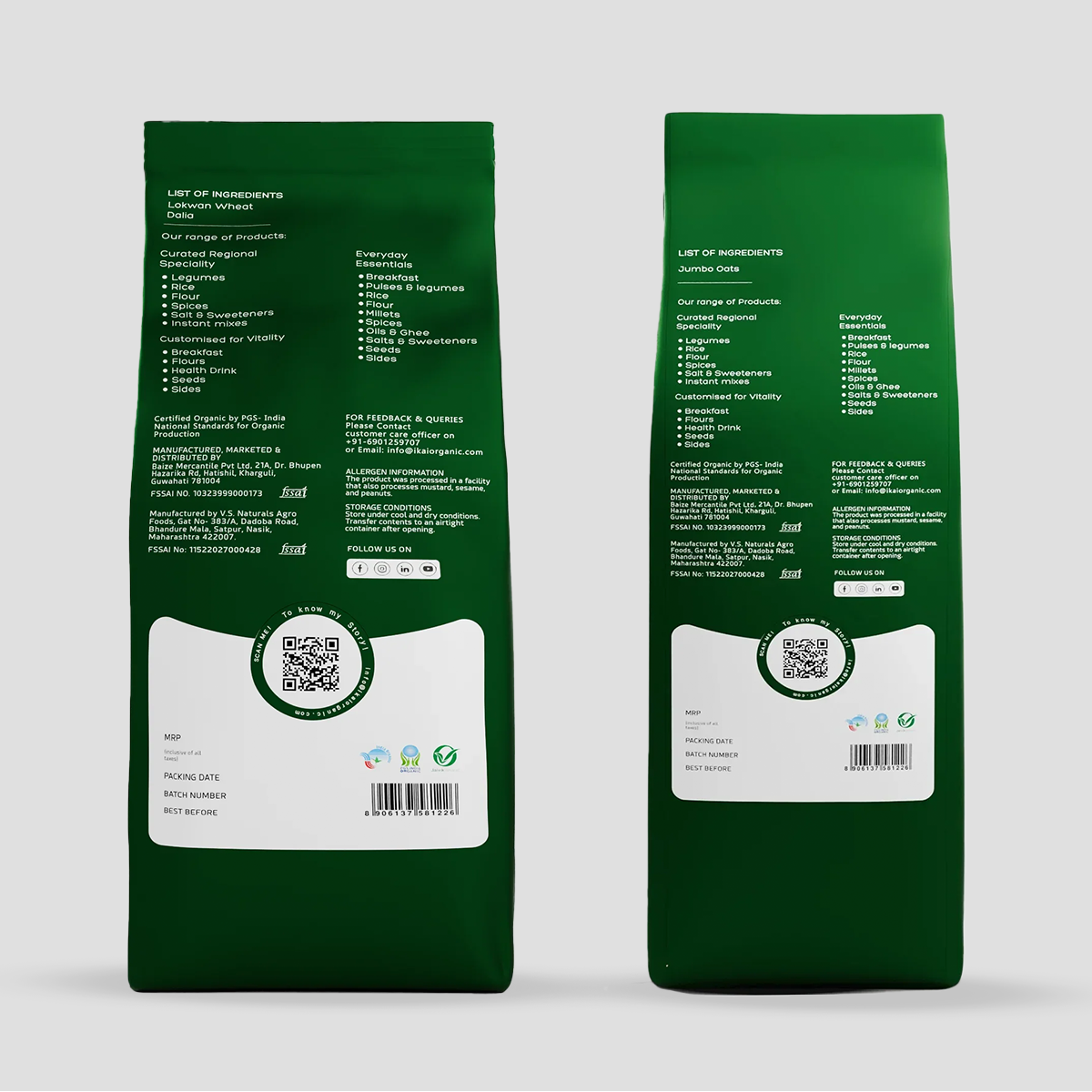 Healthy Breakfast Duo -Organic Lokwan Wheat Dalia (500g), Organic Jumbo Oats (500g)