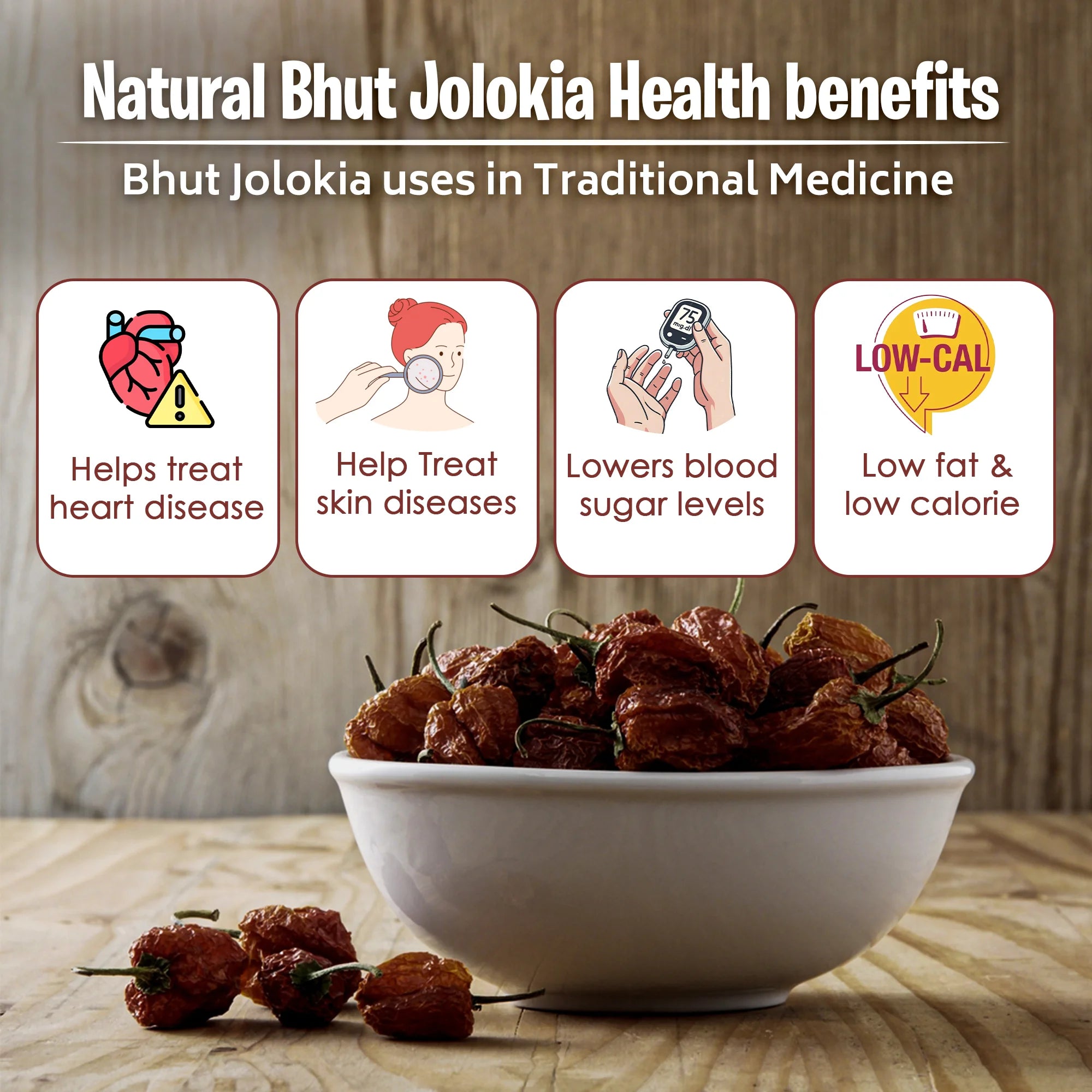 Natural Bhut Jolokia | King Chilli | Regional Speciality-Nagaland | Ghost Pepper | 25g