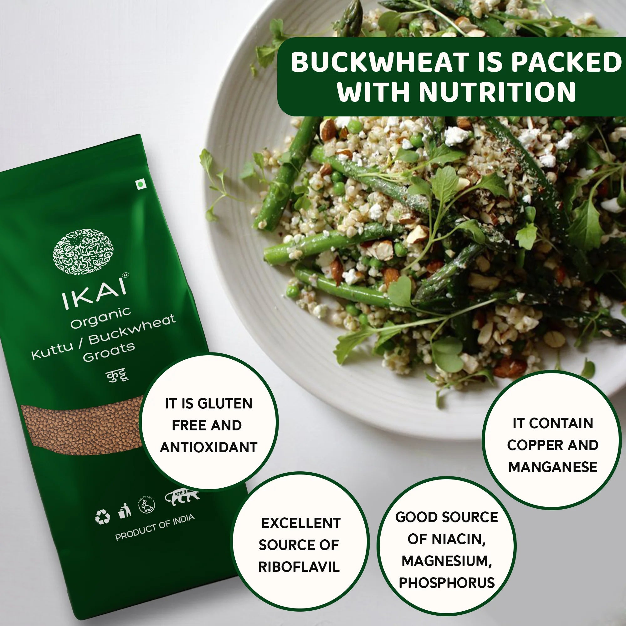 Organic Buckwheat Groats Kuttu | Gluten Free | Ancient Grain | Fasting Special | 500g