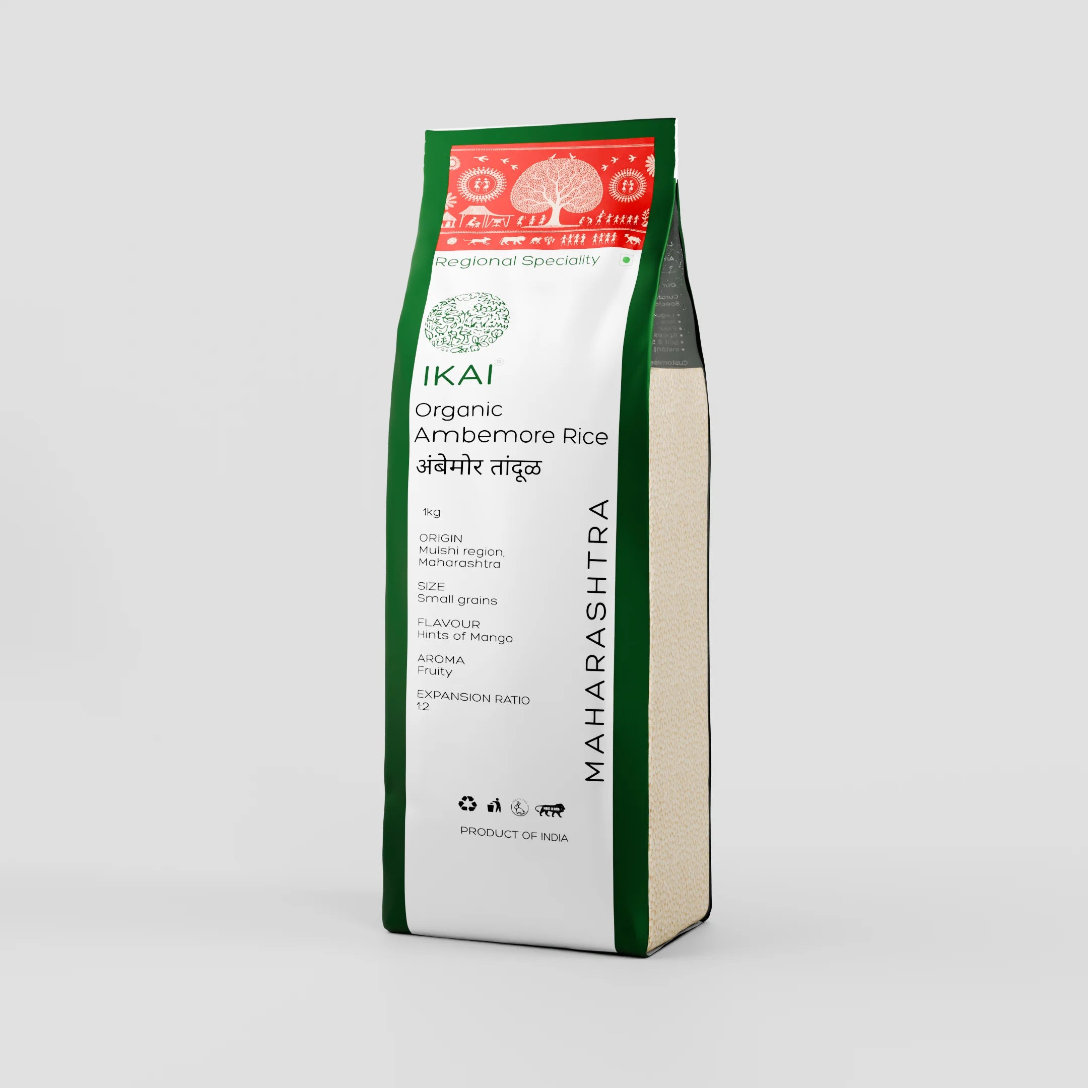 Organic Ambemore Rice | Mango Blossom Aroma | Regional Specialty-Maharashtra | 1000g