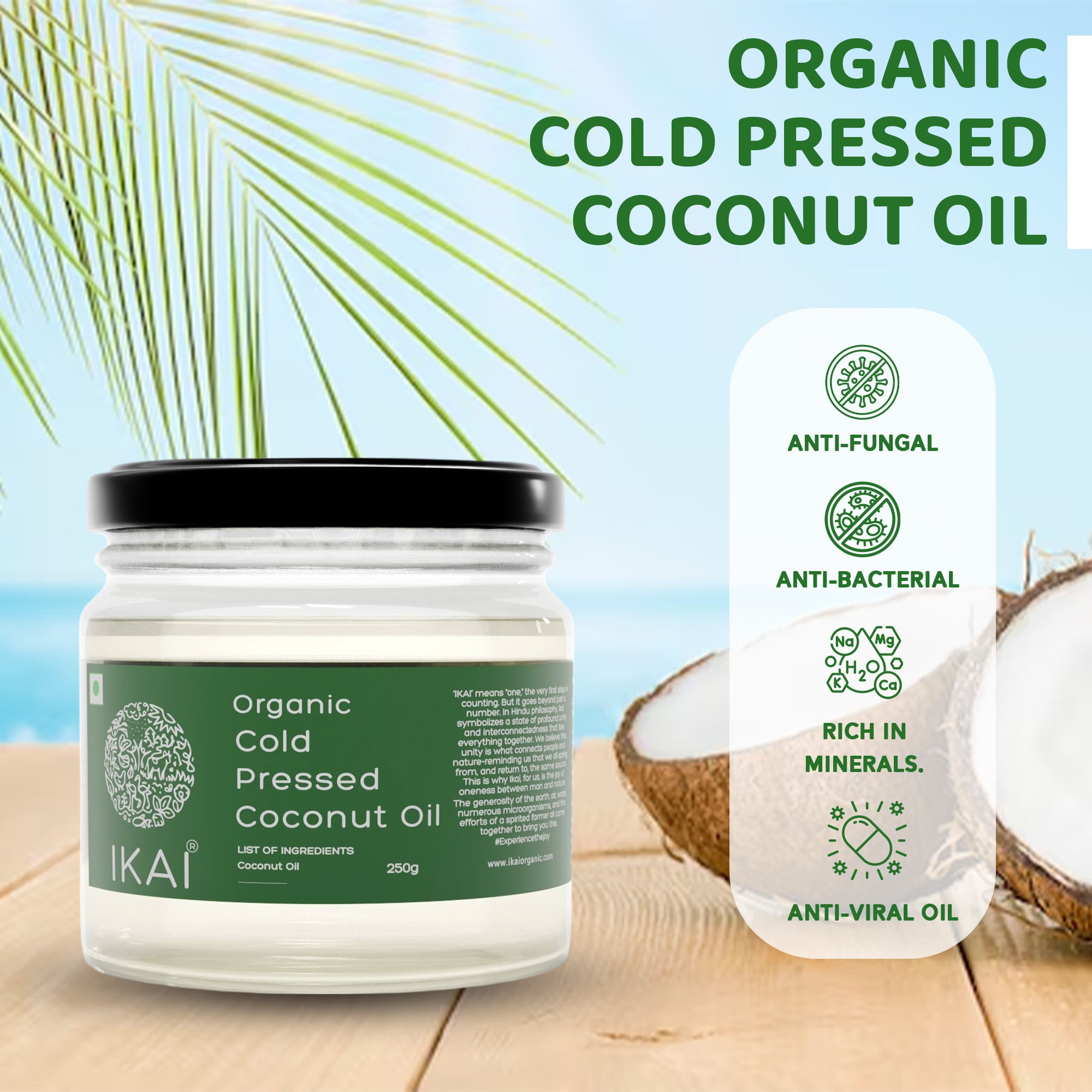 Organic Cold Pressed Coconut Oil | Wood Pressed | Cooking Oil | 250ml