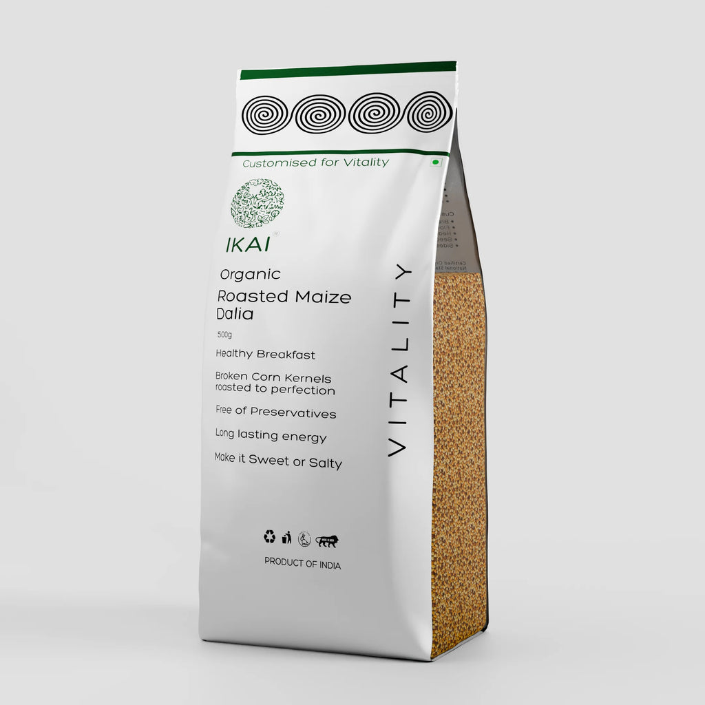 Organic Roasted Maize Dalia  Healthy Breakfast | Gluten Free | 500g | Ikai