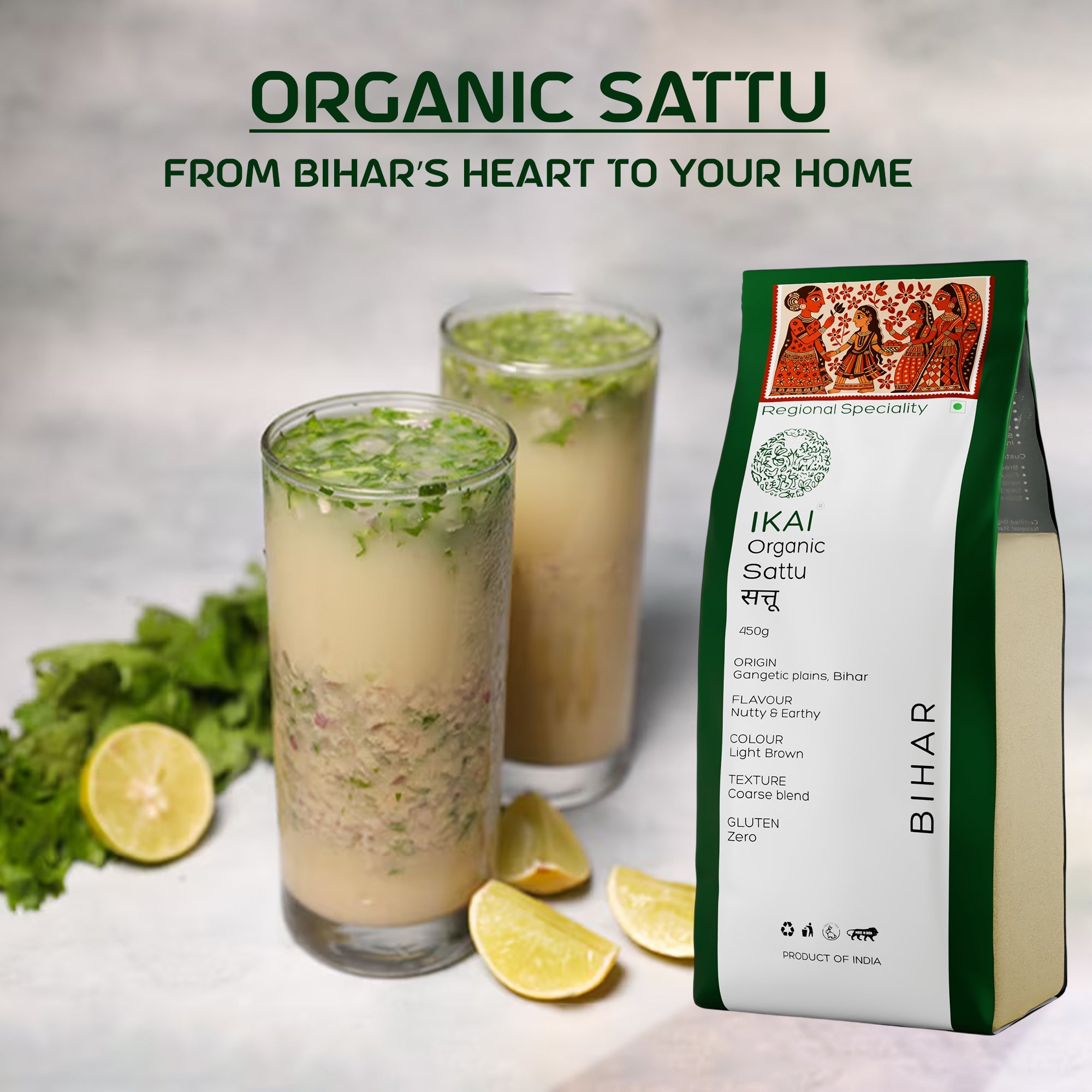 Organic Sattu | Regional Specialty-Bihar | Gluten Free | Natural Protein Foods | 450g