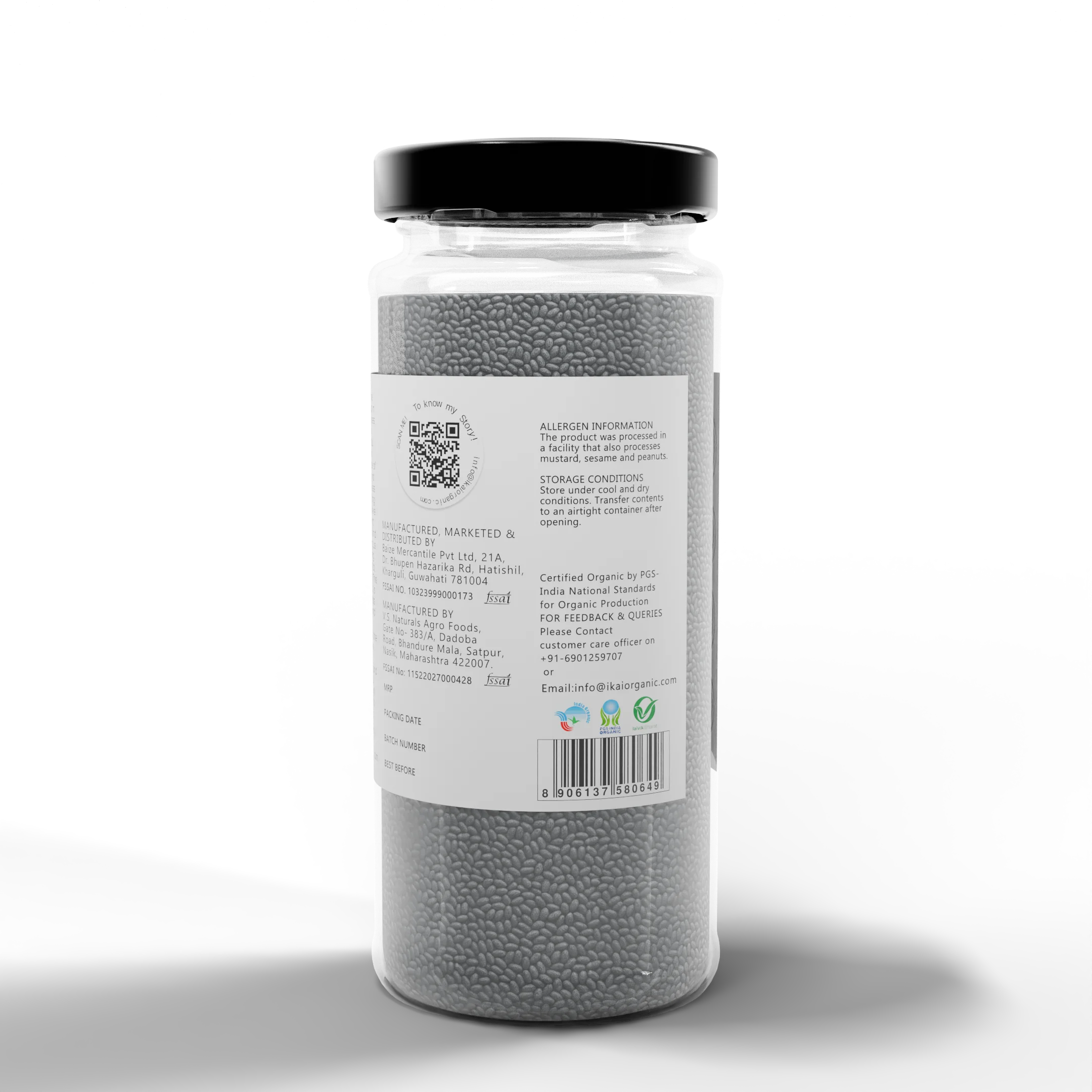 Organic Sweet Basil Seeds | Sabja | Customised for Vitality | High Protein | 100g