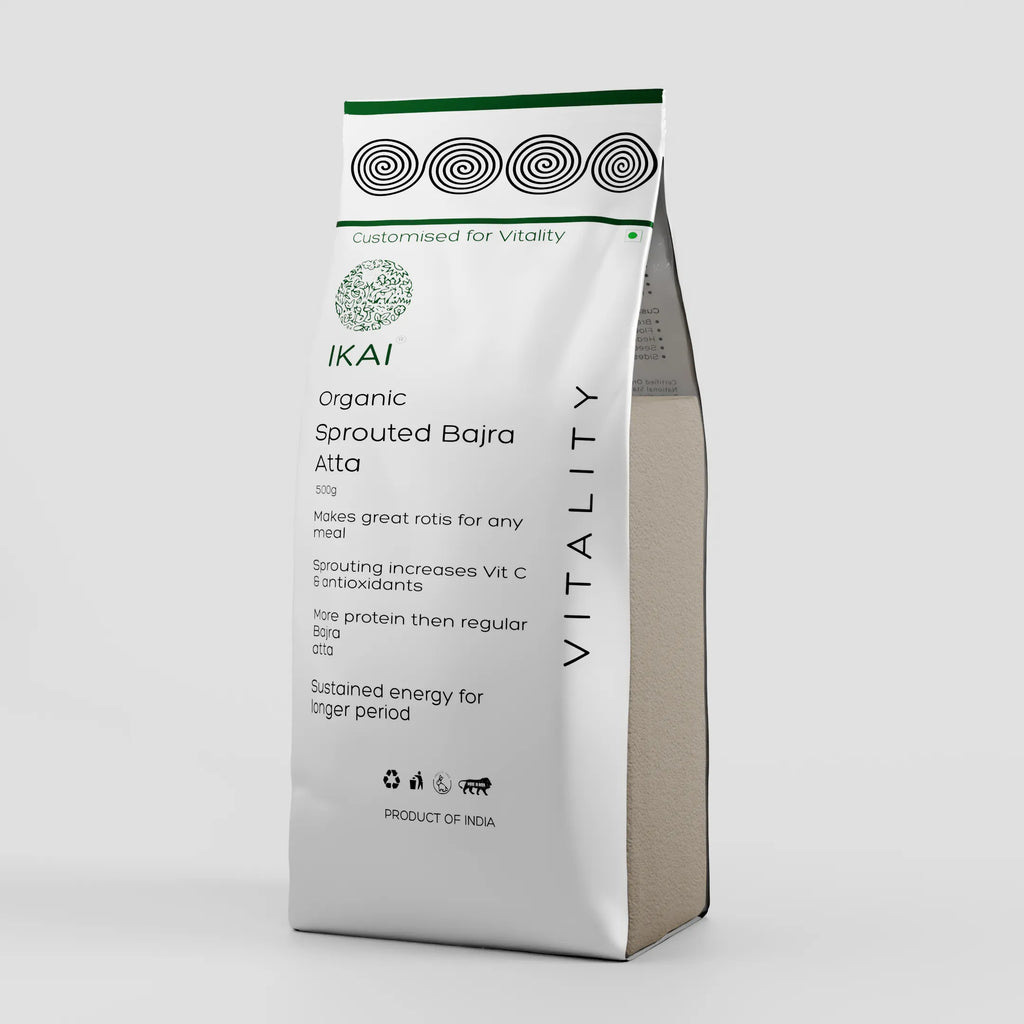 Organic Sprouted Bajra Atta  /Bajra Atta |Gluten Free |Sprouted |Customised for Vitality |500g