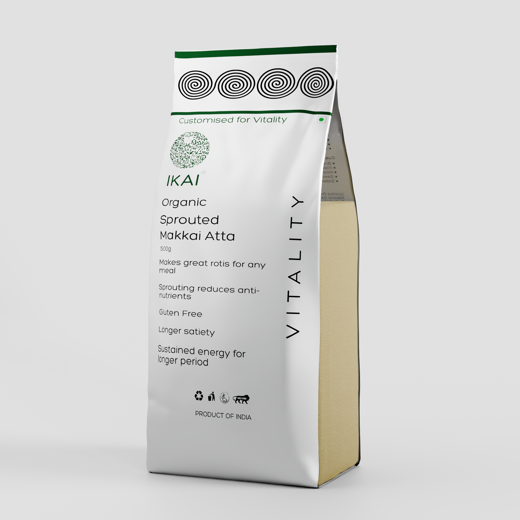 Organic Sprouted Makkai Atta  /Makkai Atta |Gluten Free |Sprouted |Customised for Vitality |500g