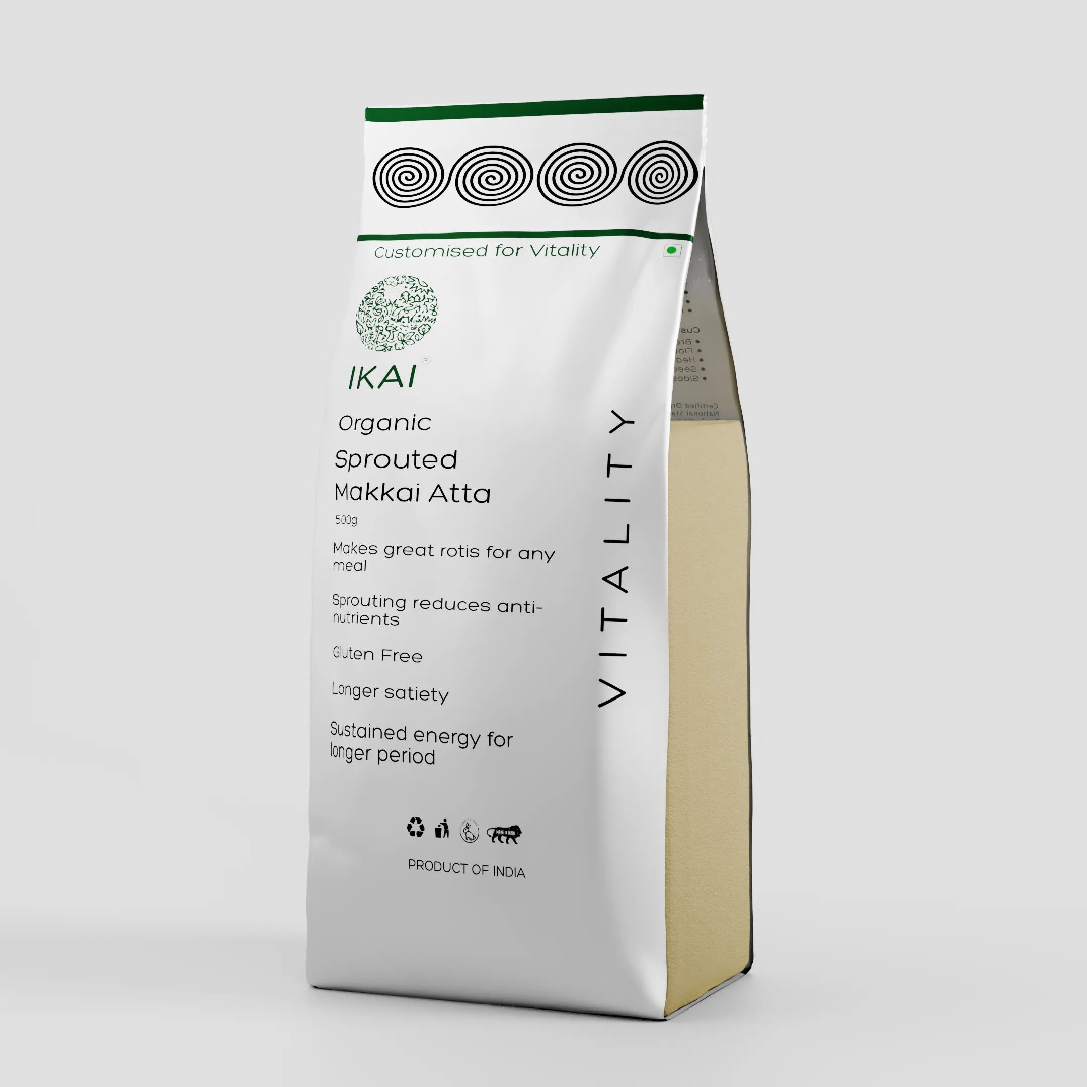 Organic Sprouted Maize  /Makkai Atta |Gluten Free |Sprouted |Customised for Vitality |500g