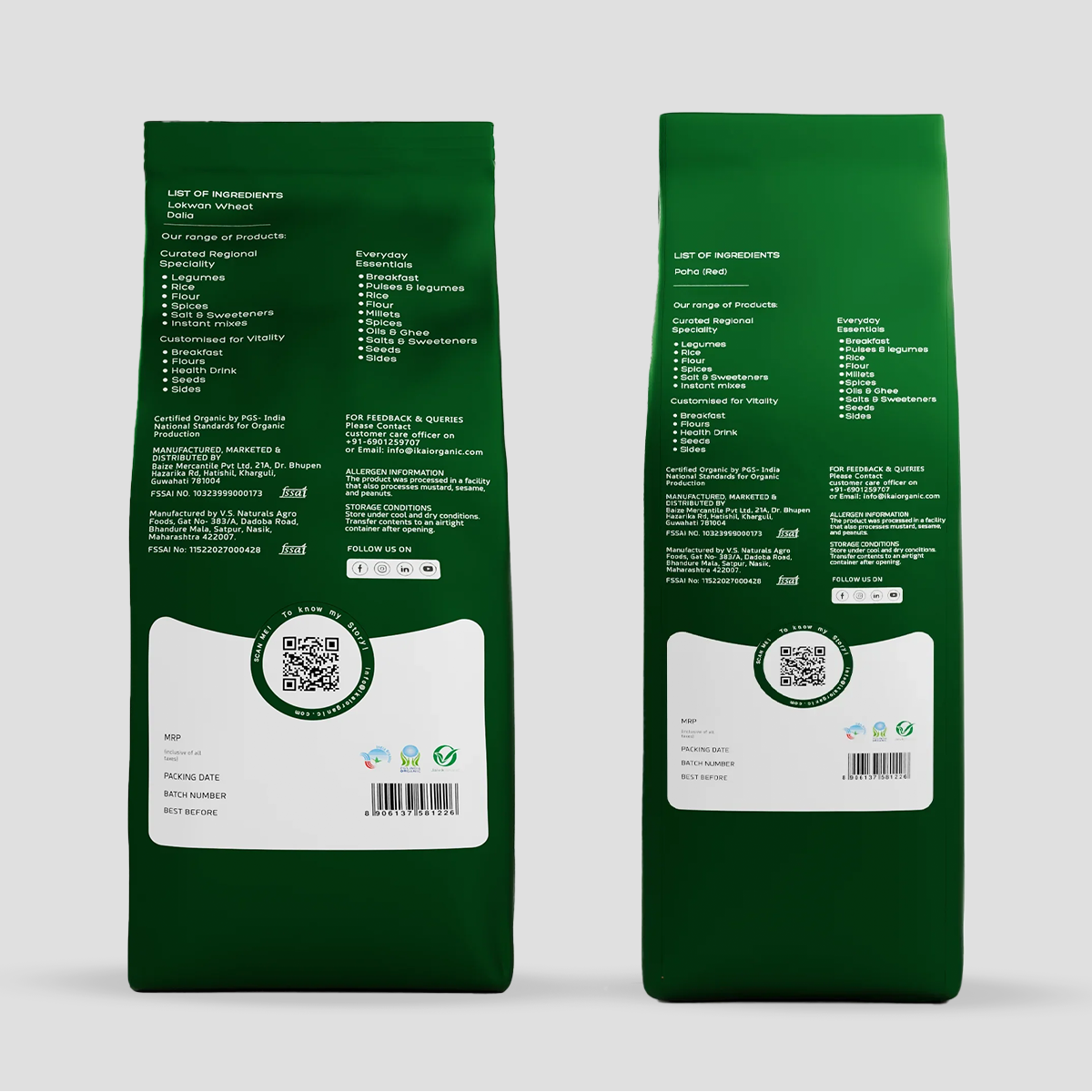 Healthy Indian Breakfast - Organic Lokwan Wheat Dalia(500g), Organic Poha (Red) (500g)