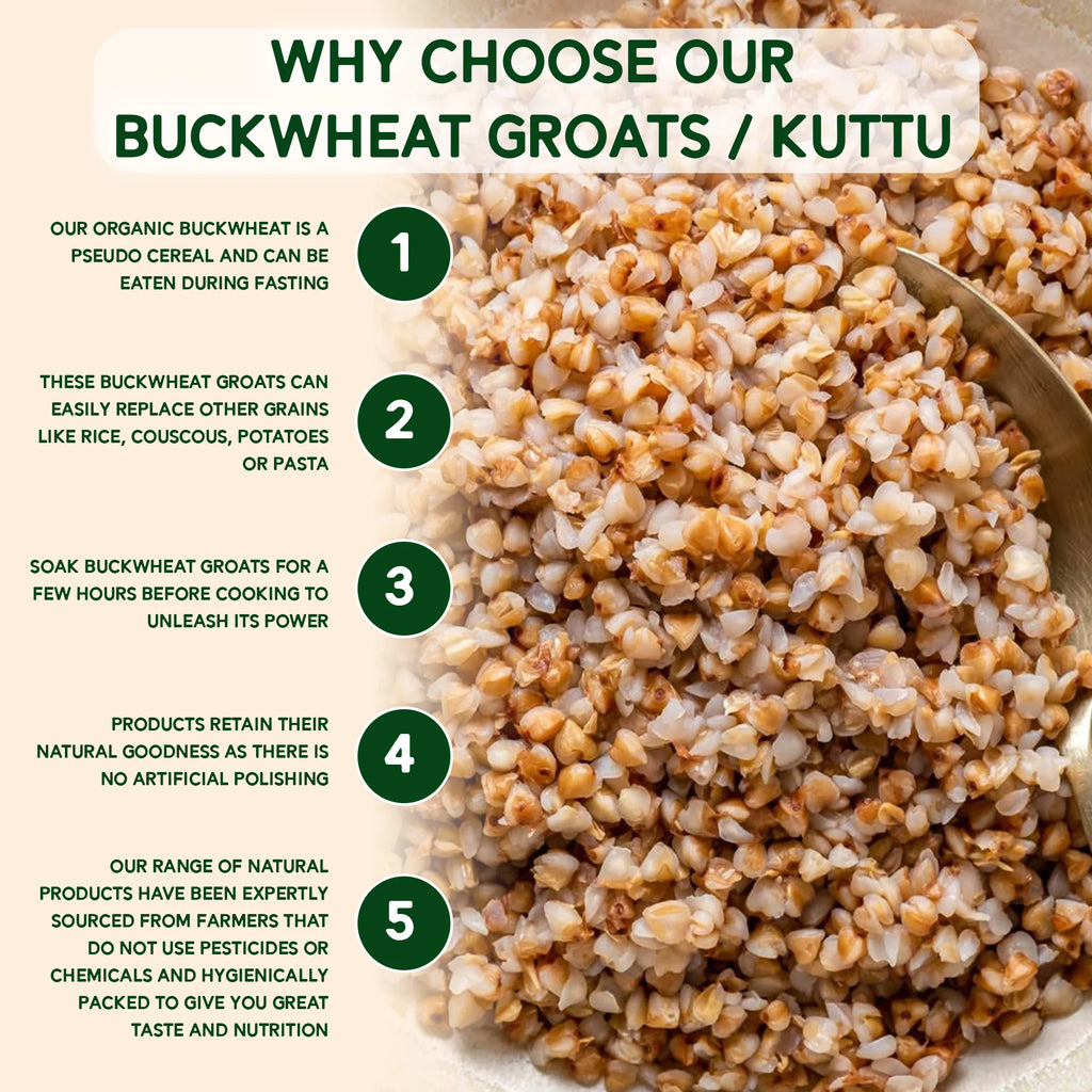 Organic Buckwheat Groats Kuttu | Gluten Free | Ancient Grain | Fasting Special | 500g