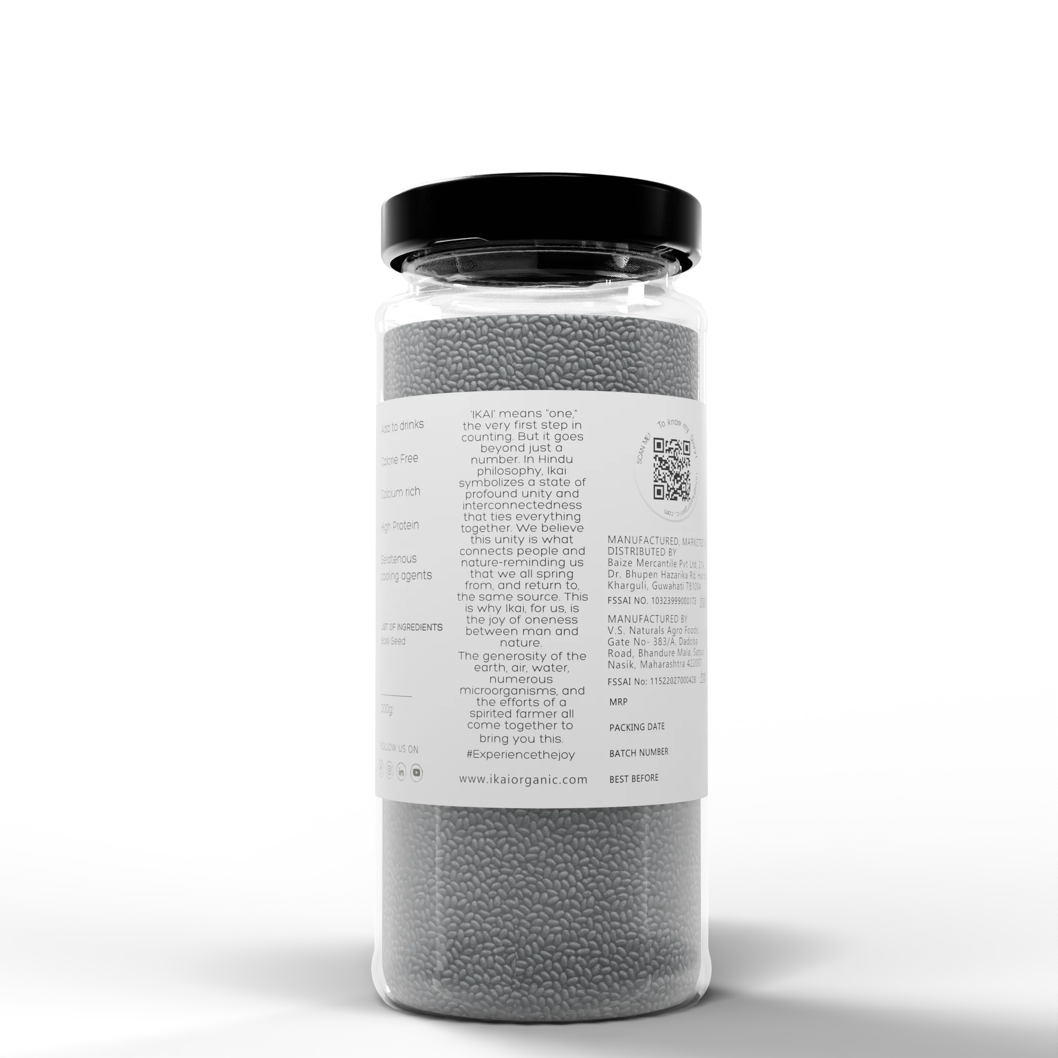 Organic Sweet Basil Seeds | Sabja | Customised for Vitality | High Protein | 100g