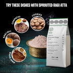 Organic Sprouted Finger Millet/Ragi Atta | Gluten Free | Sprouted | Customised for Vitality | 450g