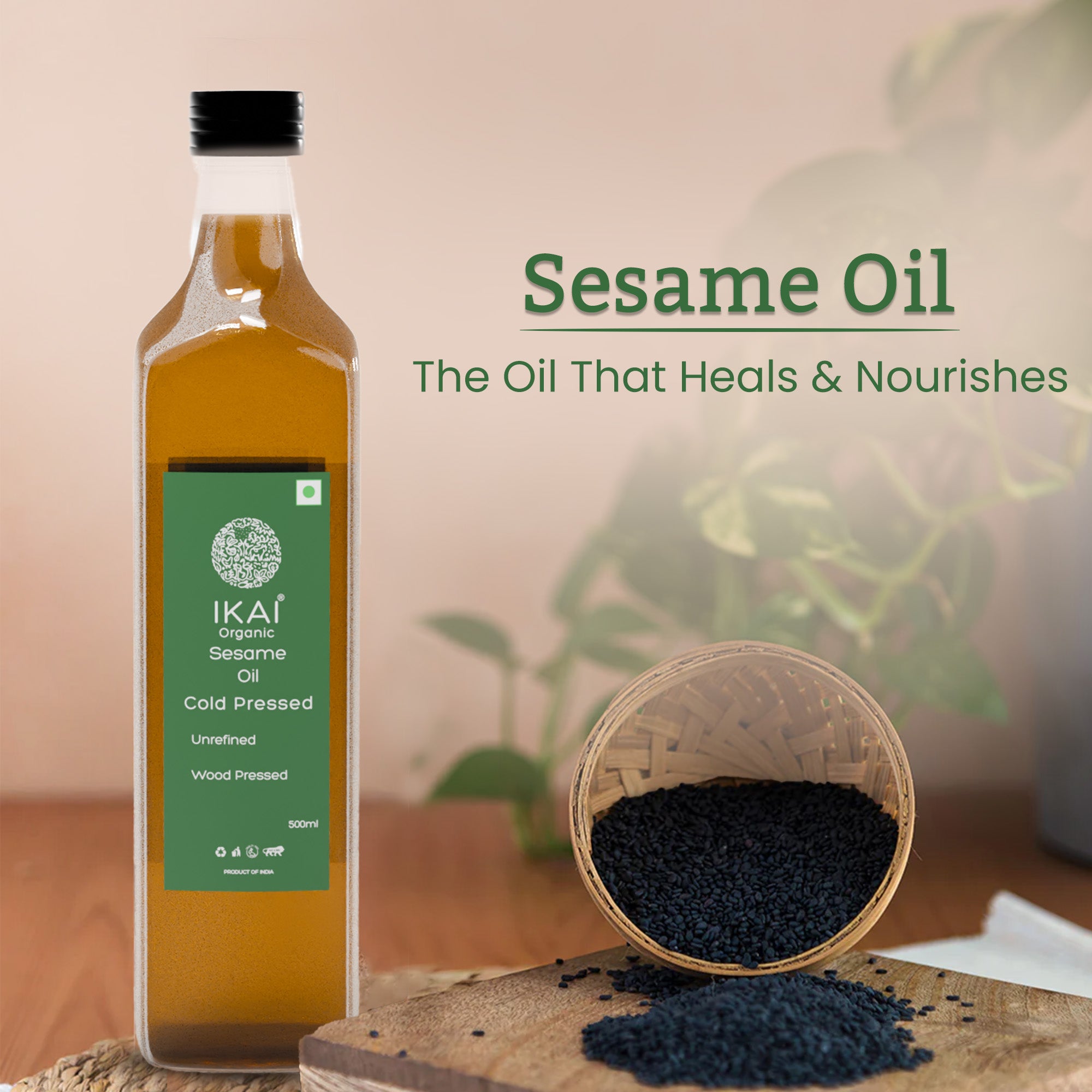 Organic Sesame Oil | Cold Pressed | Wood Pressed | Gingelly Oil | 500ml