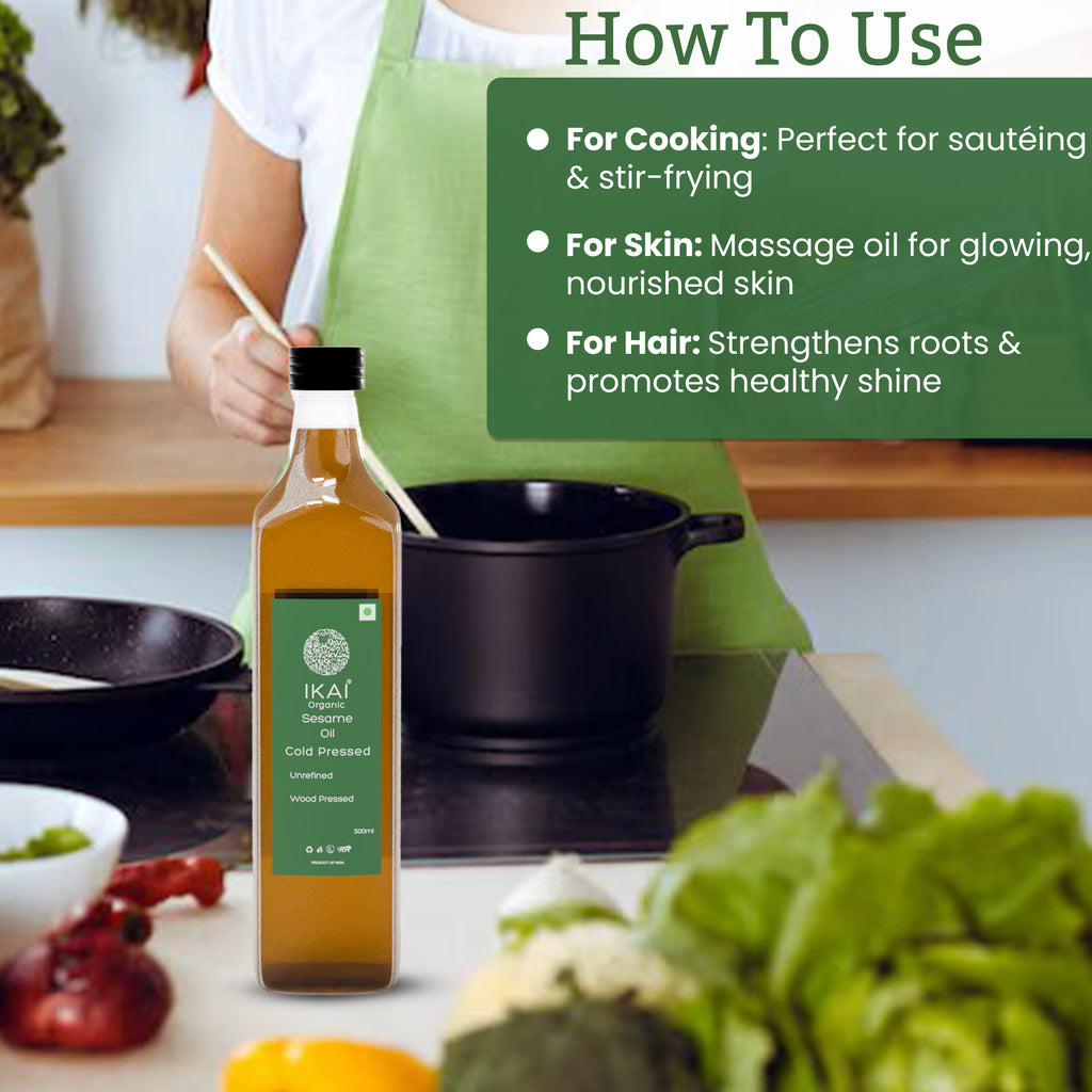 Organic Sesame Oil | Cold Pressed | Wood Pressed | Gingelly Oil | 500ml