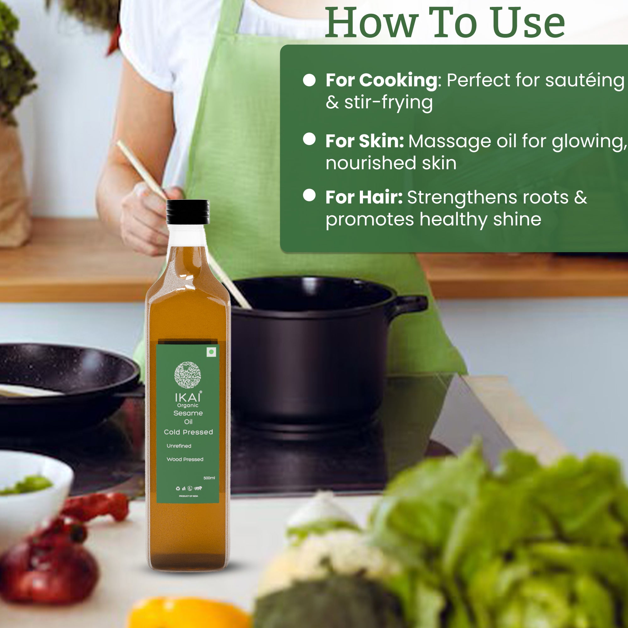 Organic Sesame Oil | Cold Pressed | Wood Pressed | Gingelly Oil | 500ml