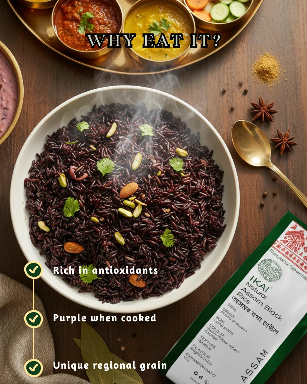 Natural Assam Black Rice | Purple when Cooked | Regional Specialty-Assam | 500g